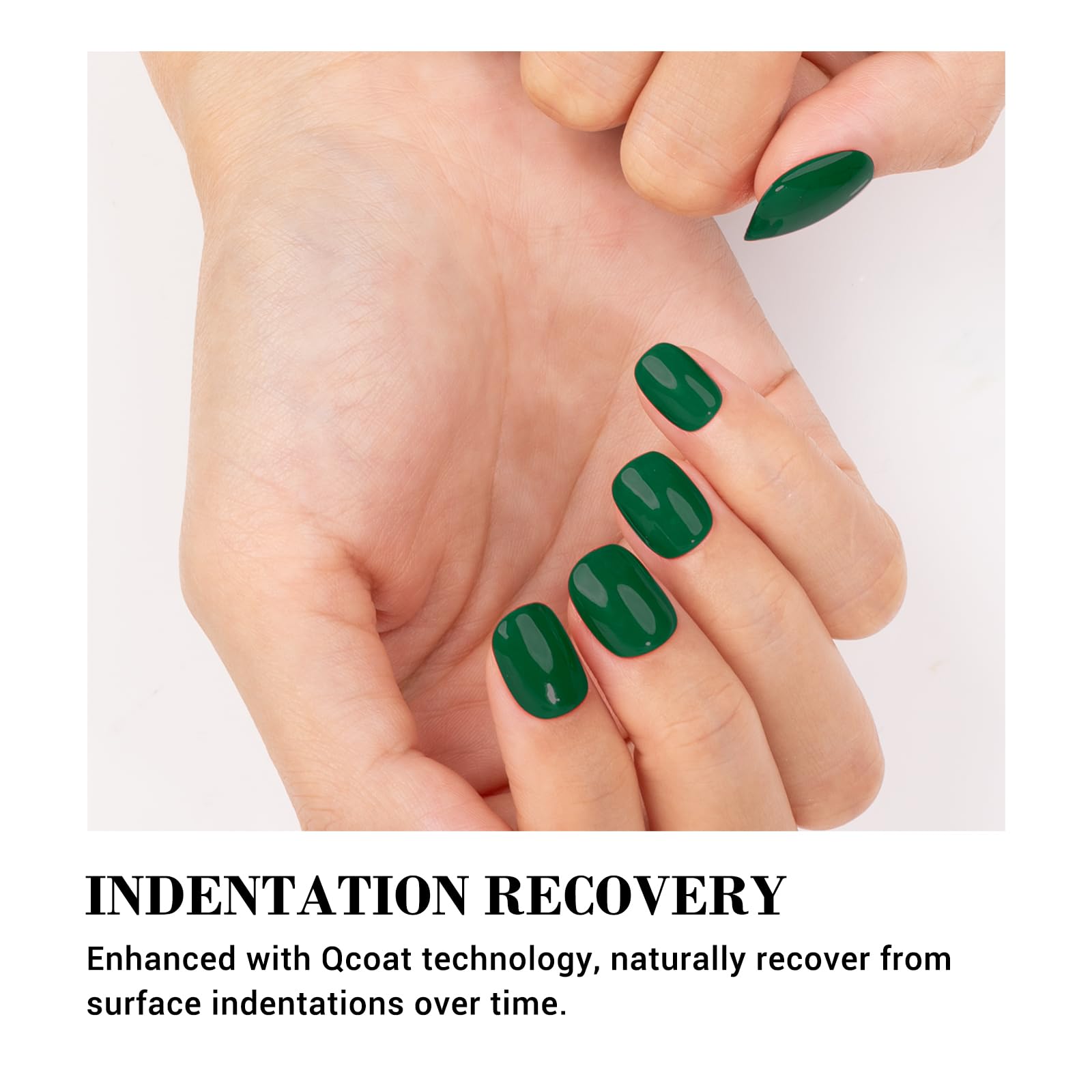 MelodySusie Qcoat Fully Cured Gel Nail Strips (Green) - UV Free Nail Polish Strips, Salon-Quality, Long Lasting Gel Nail Sticker