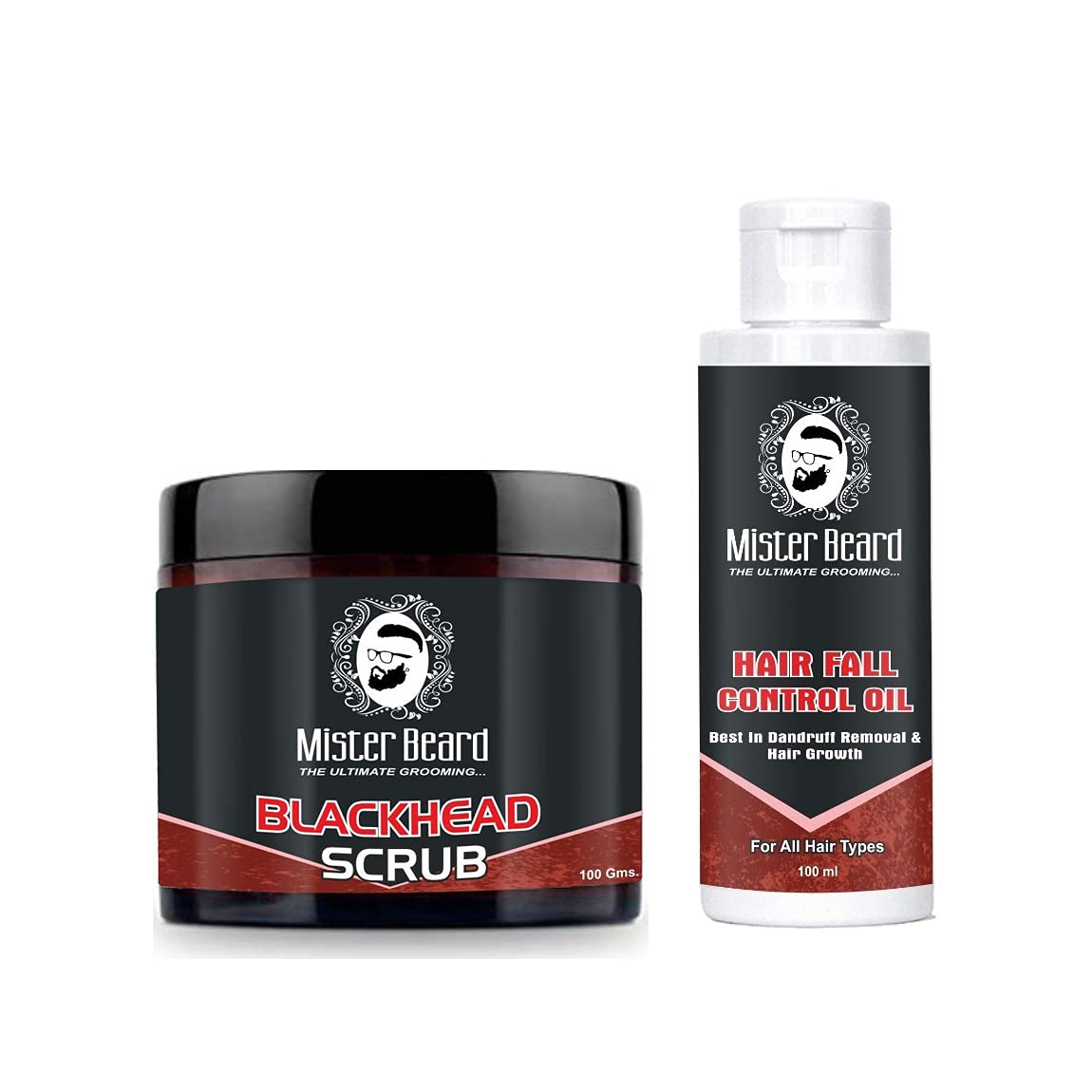 Mister Beard Blackhead Scrub 100Gm With Hairfall Control Hair Oil 100Ml