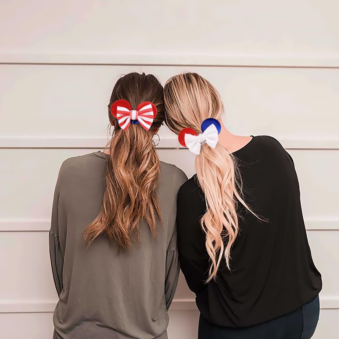4Th Of July Hair Scrunchies Mouse Ear Accessories For Women Girls Independency Day Mice Ears Hair Ties Sequins Hair Bow Scrunchi