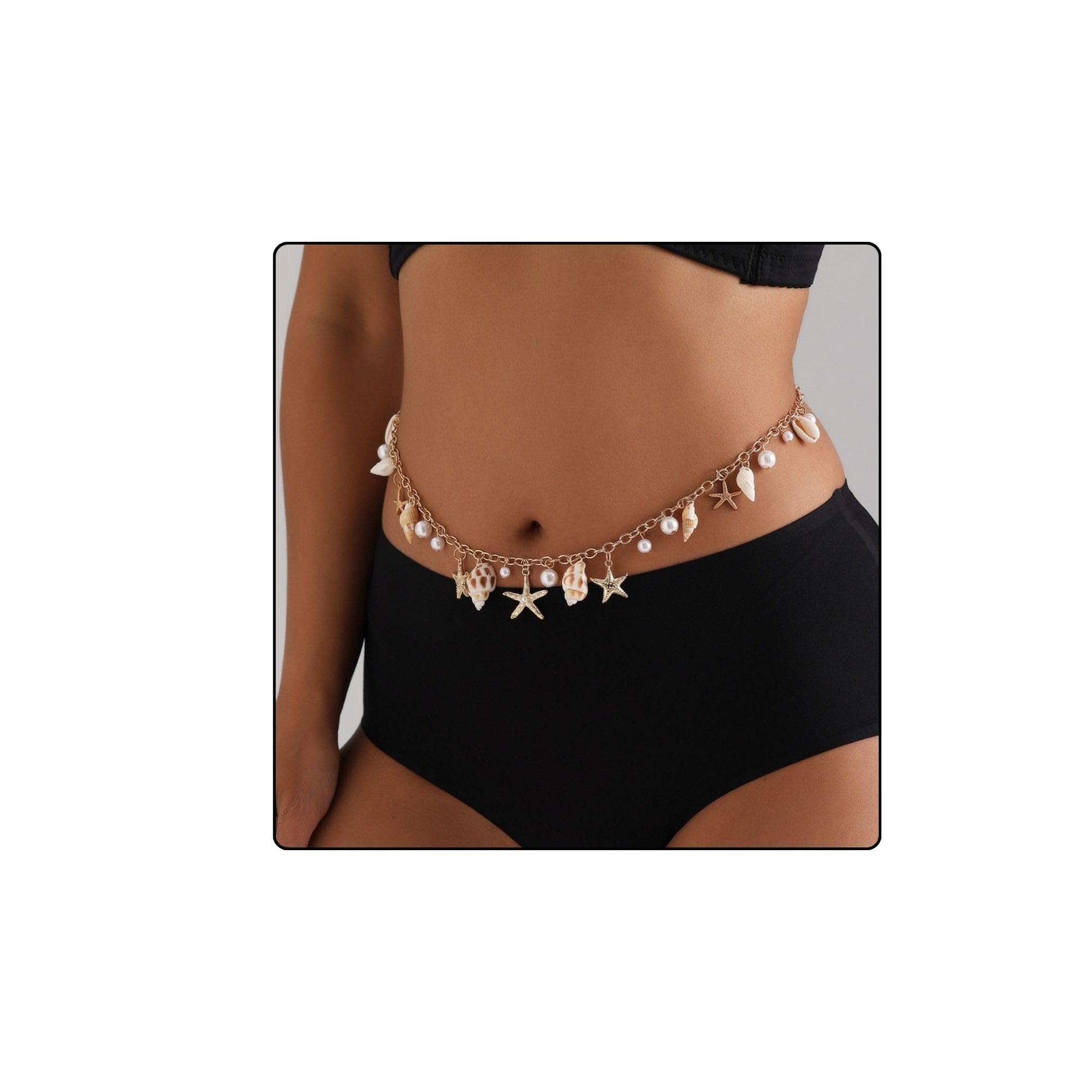 Fabme WomenS Waist Chain  Stylish Saree Gold Plated Belly Chain Beach Special Body Hip Chain For The Waist Ladies Sexy Bikini 