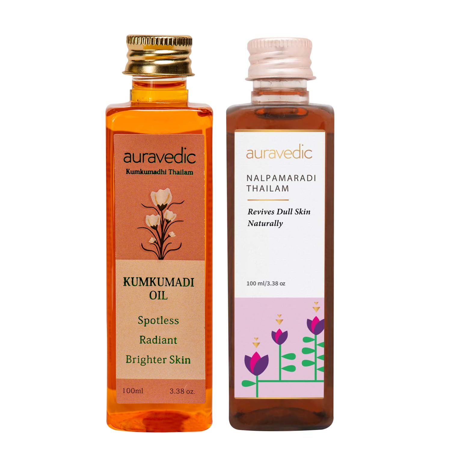 Auravedic Kumkumadi Tailam & Nalpamaradi Thailam Combo Pack 100ml + 100ml