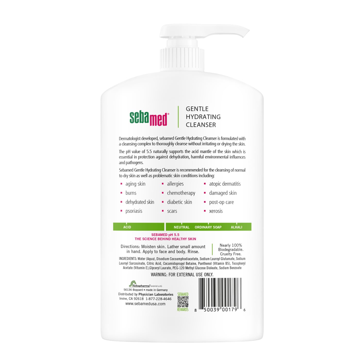 Sebamed Fragrance-Free Gentle Face and Body Hydrating Cleanser pH 5.5 Dermatologist Recommended Ultra Mild Formula for Normal To