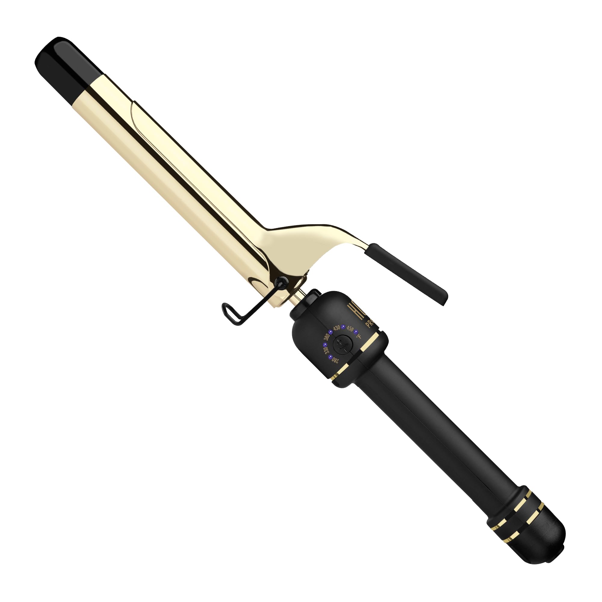 HOT TOOLS New and Improved 24K Gold Professional 3/4 Extended Barrel Curling Iron with Clamp for Defined Curls | 24K Gold Techn