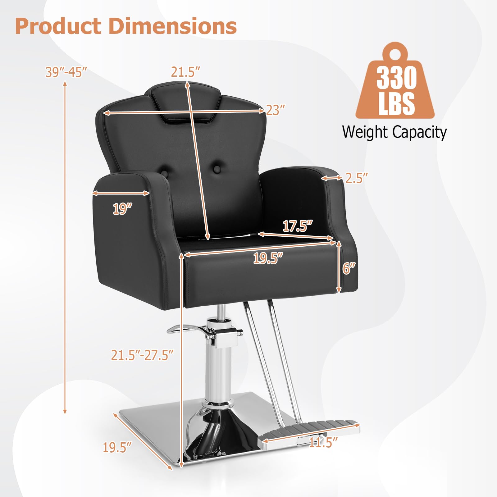 Giantex Barber Chair, Salon Chair With Adjustable Seat Height, 360Swivel, Heavy Duty Hydraulic Pump, Salon Chair For Hair Stylis