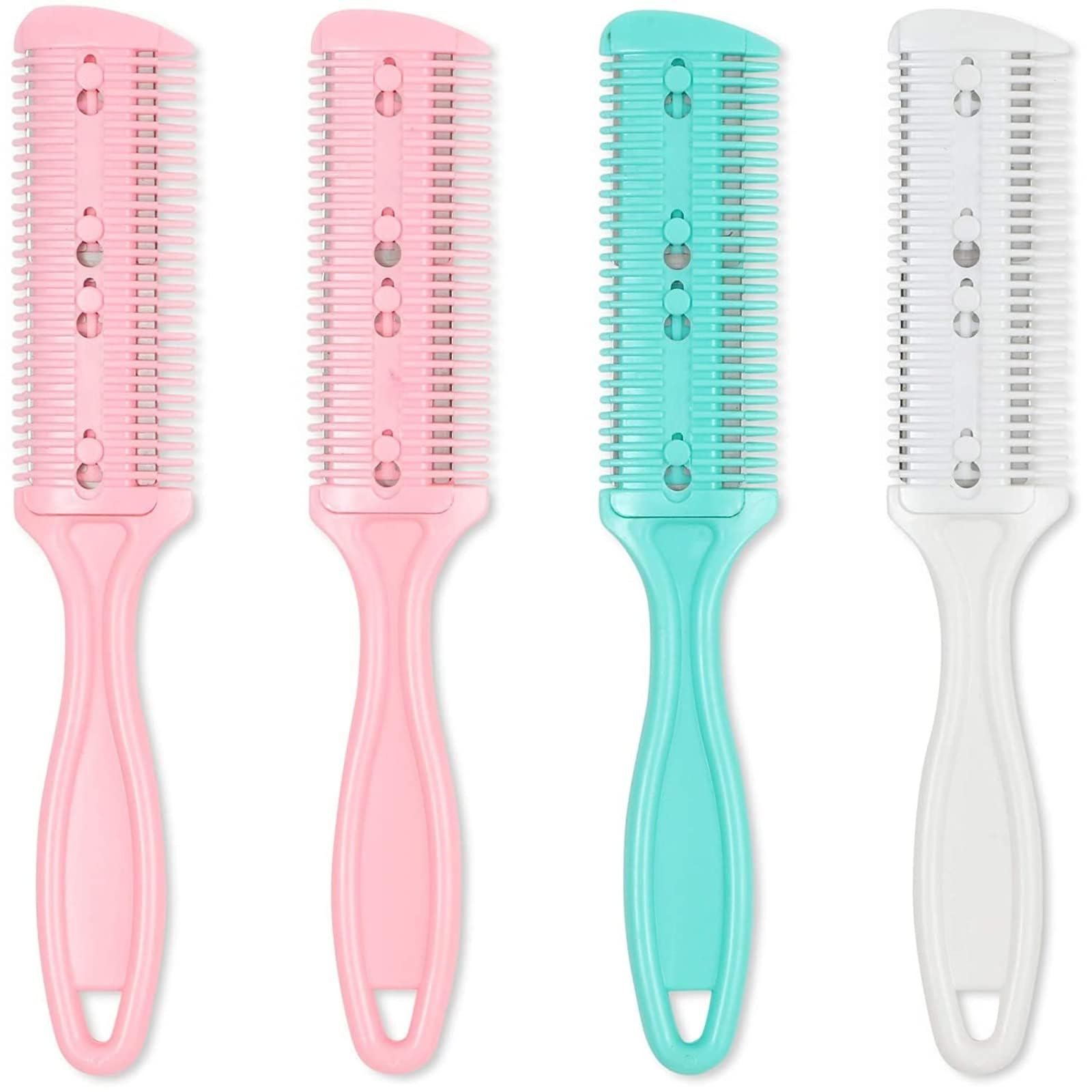 Glamlily 4 Pack Hair Thinning Comb Set, Razor Combs For Women (Assorted Colors, 7.1X1.2 Inches)