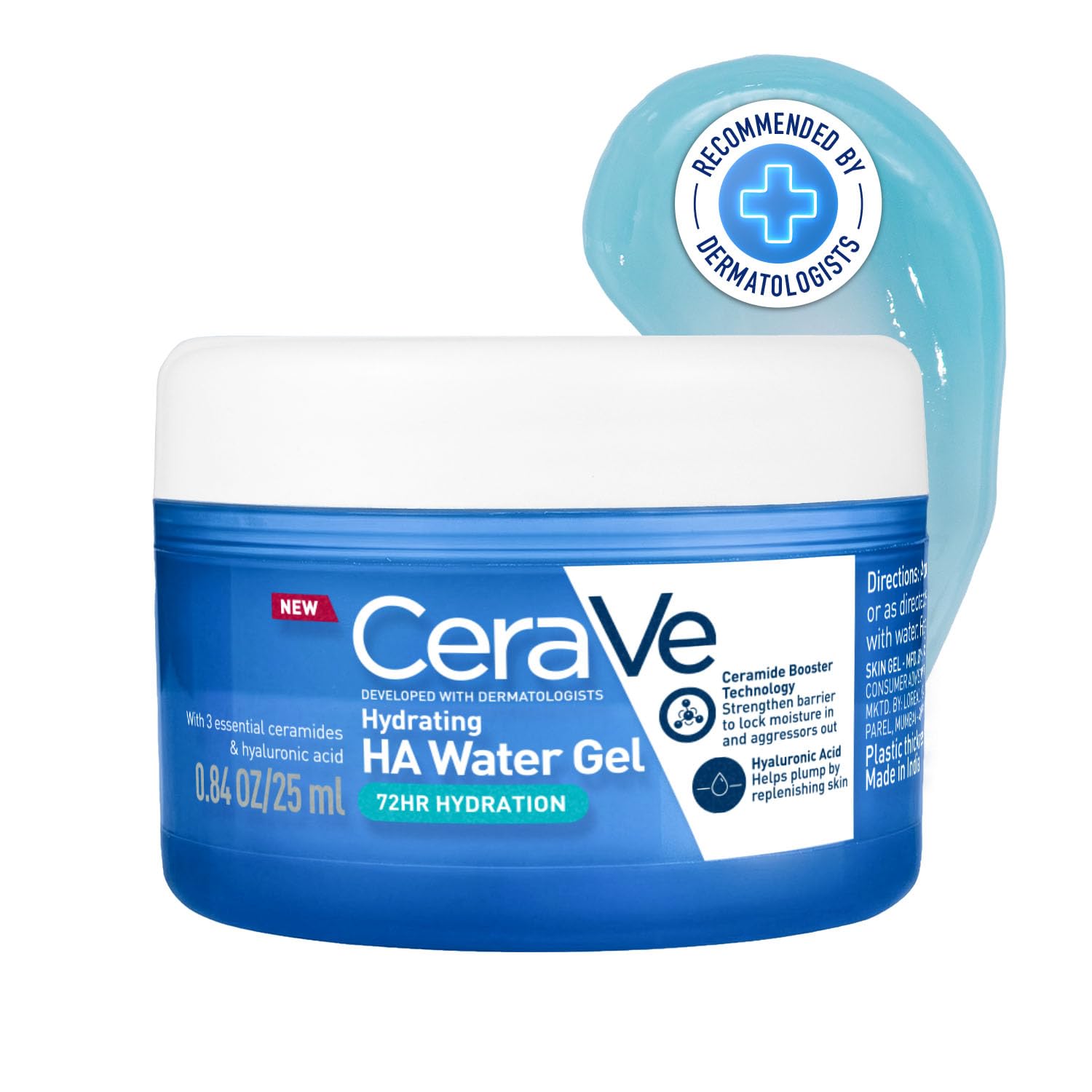CeraVe HA Water Gel with Hyaluronic Acid, Ceramides & Niacinamide for Plumpy hydration|Oilfree gel moisturizer| 3 sec fast abso