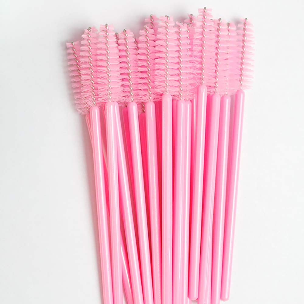 Eyelash Spoolie Brushes 100PCS Mascara Wands Eyebrow Brush Cleaner Applicator Makeup-Tools false Eyelashes Extension (Pink-100 C