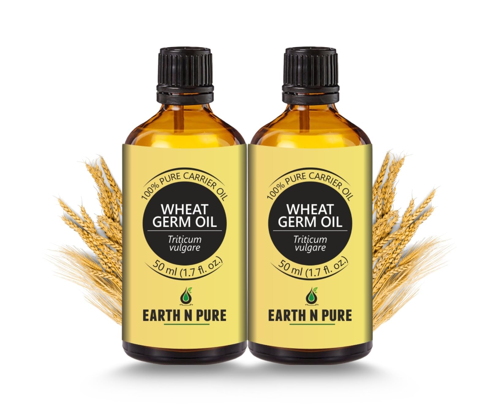 Earth N Pure Wheat Germ Oil (Gehu Oil) Cold Pressed, Natural And Therapeutic Grade  Pack Of 2 | 50 Ml