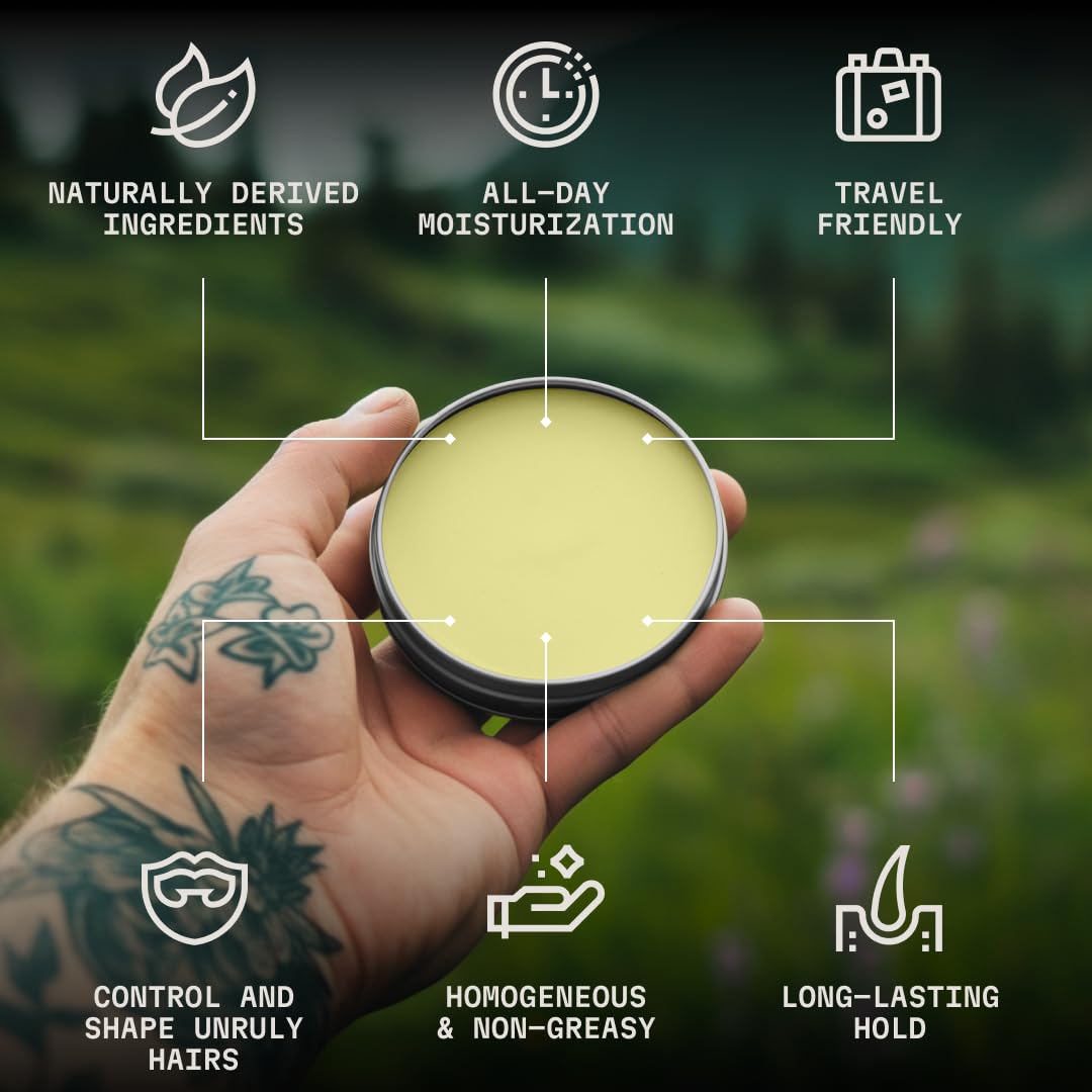 Striking Viking Mustache Wax Kit - 2oz Beeswax Wax & Comb for Taming, Styling & Conditioning Facial Hair - Unscented Strong Hold