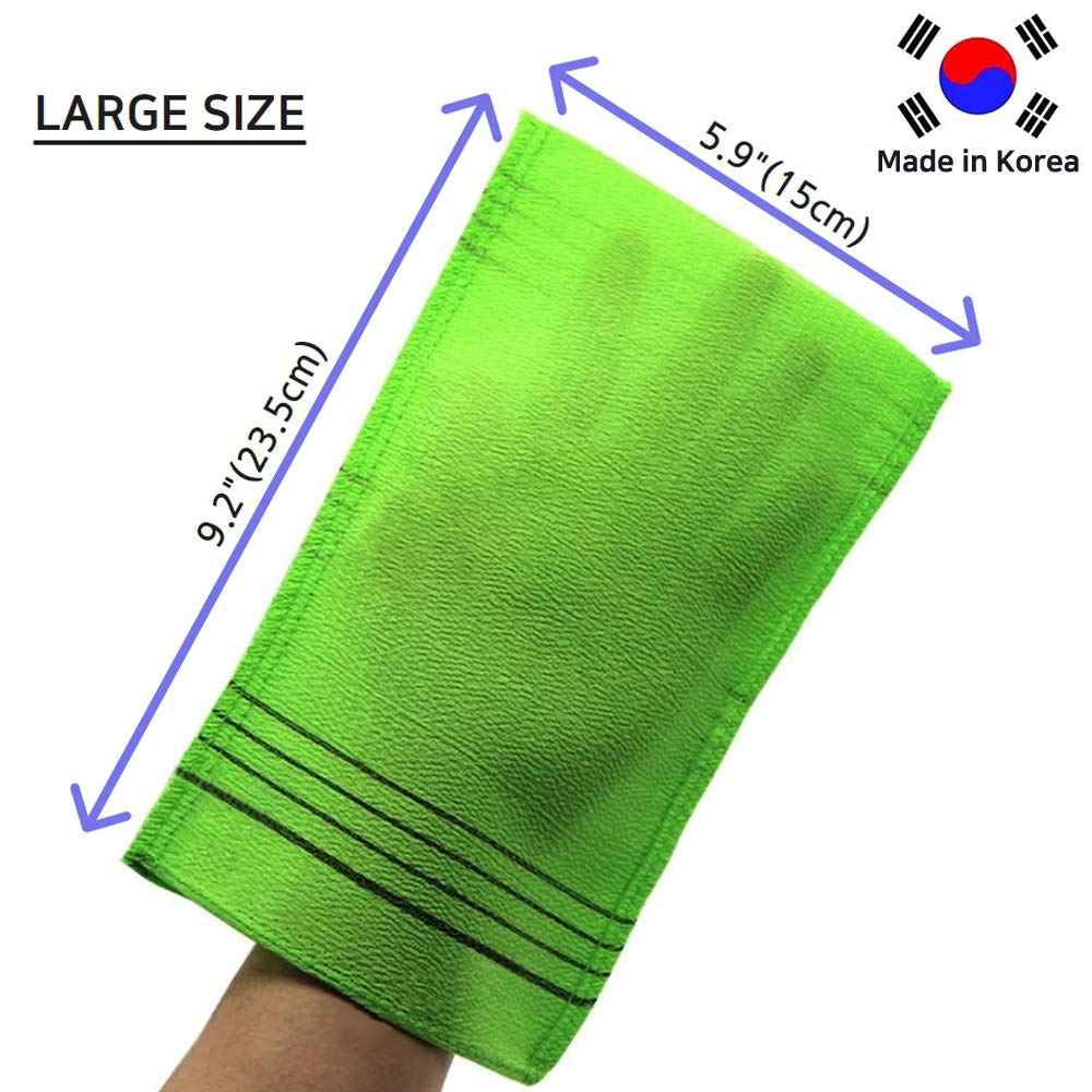 Nepure Korean Exfoliating Mitt, Large Size, 5 Colors, Back And Body Exfoliating Washcloth For Removing Dry, Reusable (Mix, 5)
