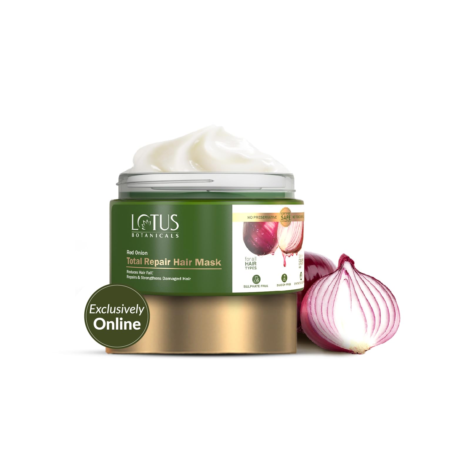 Lotus Botanicals Red Onion Total Repair Hair Mask For Damaged Hair | Prevents & Controls Hairfall | Stimulates Hair Growth | No 
