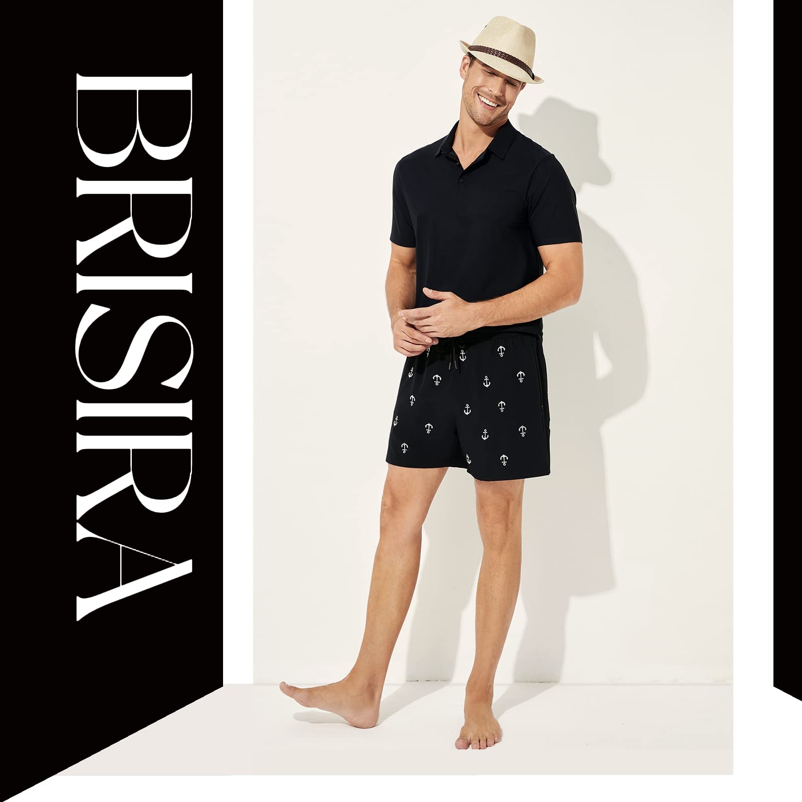Brisira Mens Swim Trunks Quick Dry Swim Shorts 5 Inch Inseam Stretch Water Beach Shorts With Compression Liner Zipper Pocket