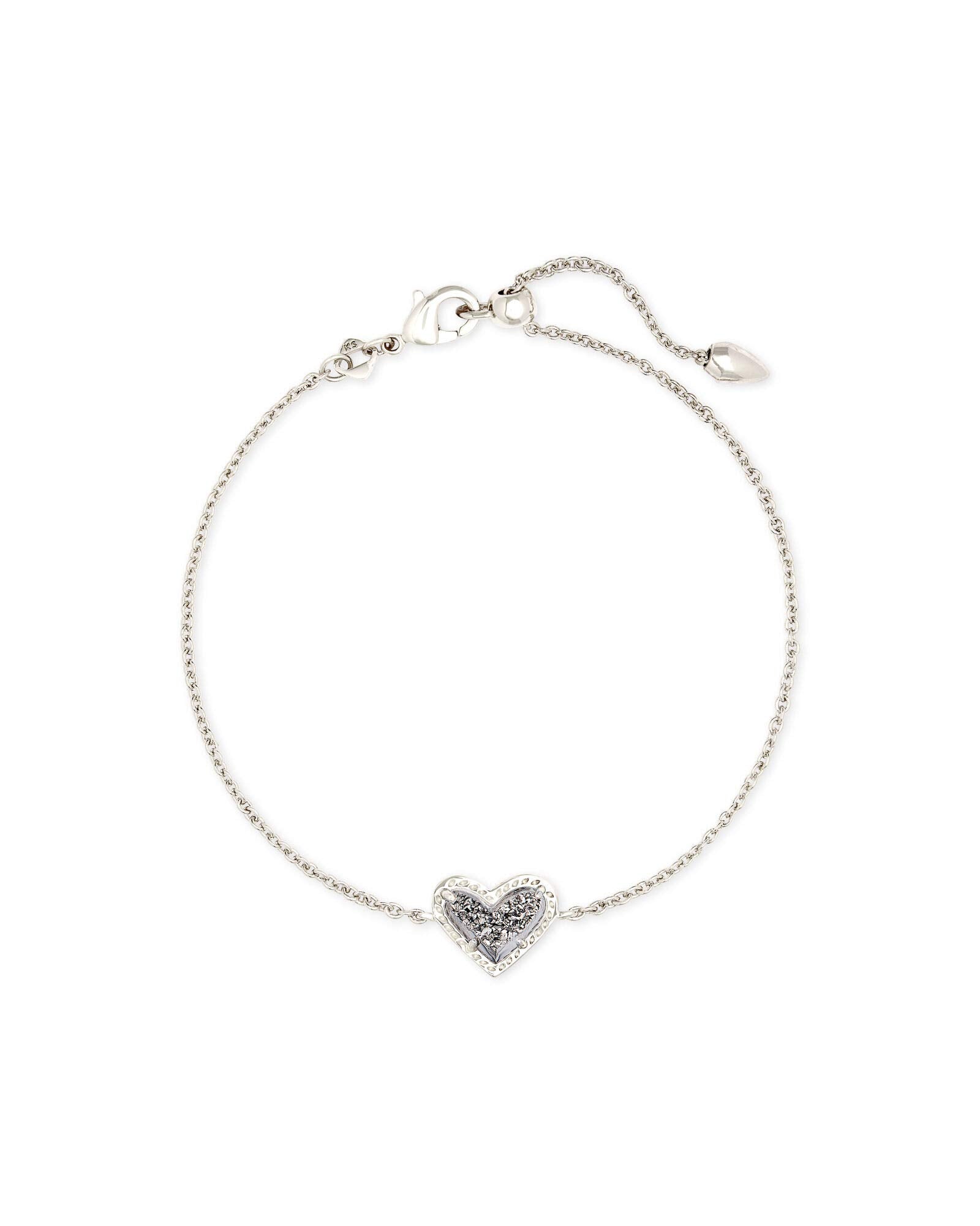 Kendra Scott Ari Heart Link Chain Bracelet for Women, Fashion Jewelry, Rhodium-Plated, Platinum Drusy