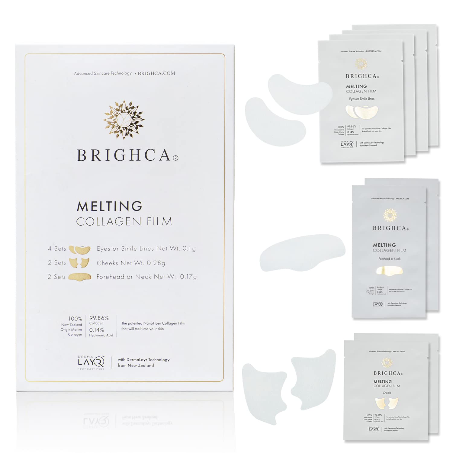 Brighca Melting Collagen Film Refill Pack (8 Pouches) - Part Of Brighcas Melting Collagen Set | Anti-Aging Collagen Skincare Rou