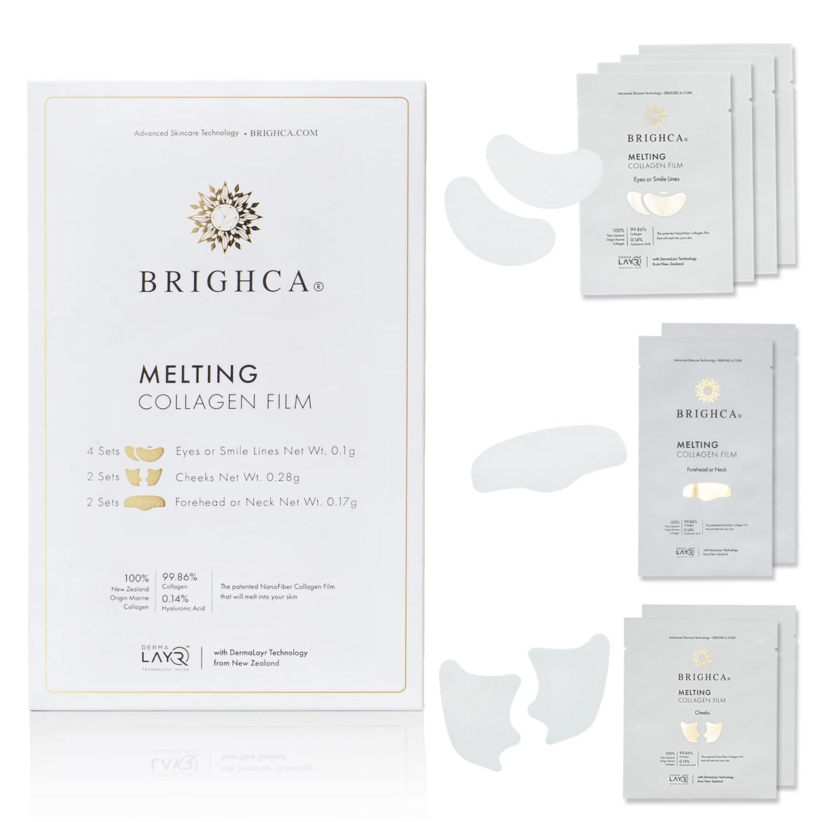 Brighca Melting Collagen Film Refill Pack (8 Pouches) - Part Of Brighcas Melting Collagen Set | Anti-Aging Collagen Skincare Rou