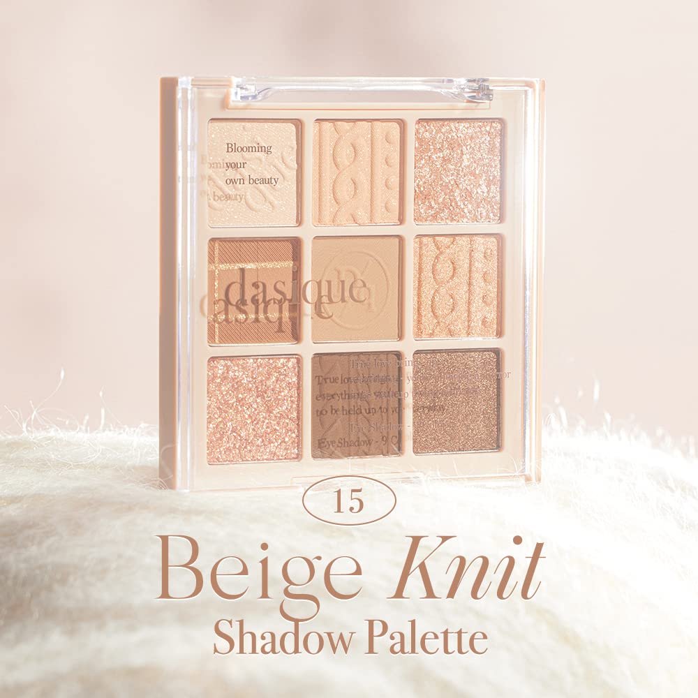 dasique Shadow Palette #15 Beige Knit l Vegan, Cruelty-Free l 9 Blendable Shades in Smooth Matte and Shimmer Finishes with Gorge