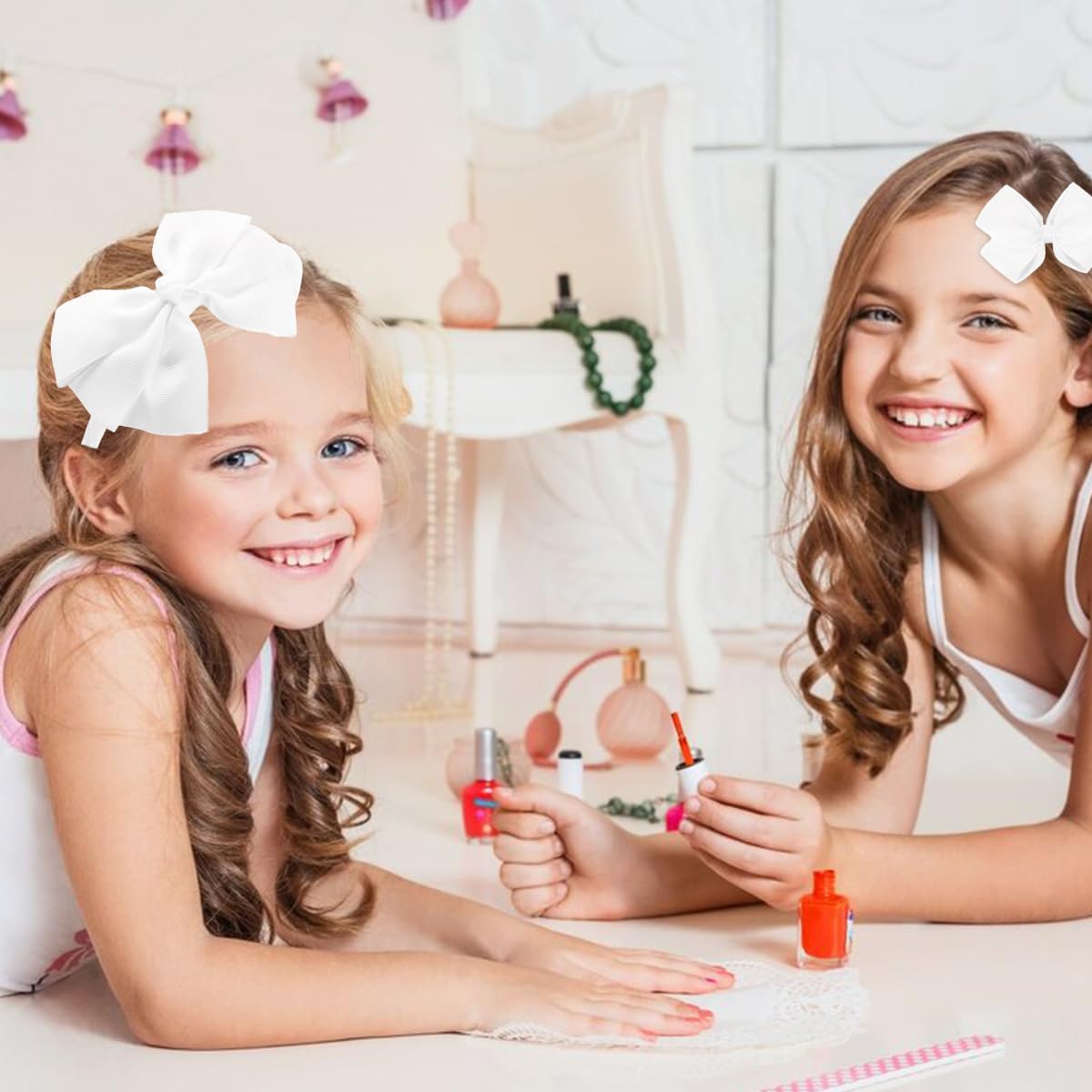 Thinslimer 3 Pack Headband with Clips Set Uniform Hair Accessories Bow Headbands for Girls White Headband for Women