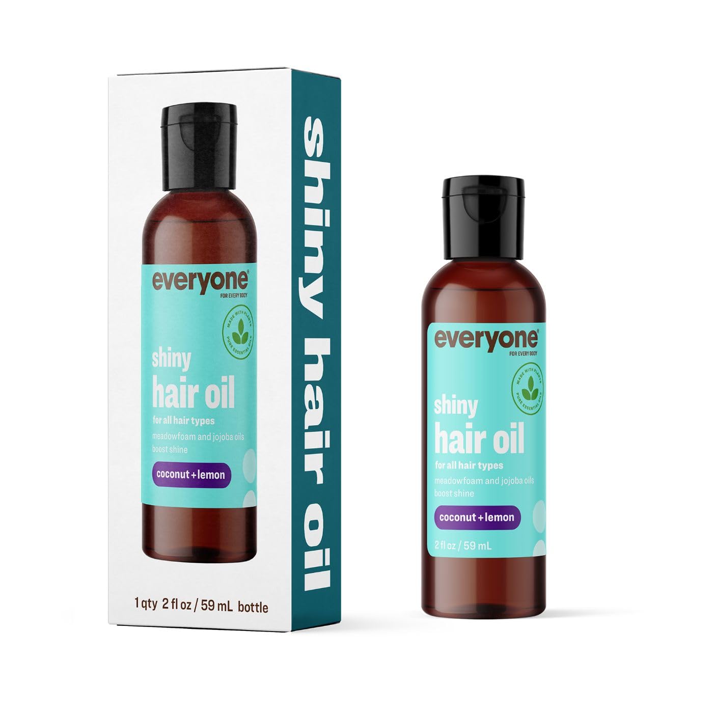 Everyone Hair Care Hair Oil - Coconut & Lemon, 2 fl oz Bottle, Hair Treatment Oils for Shiny Hair, Flyaways & Frizz Control, Sul