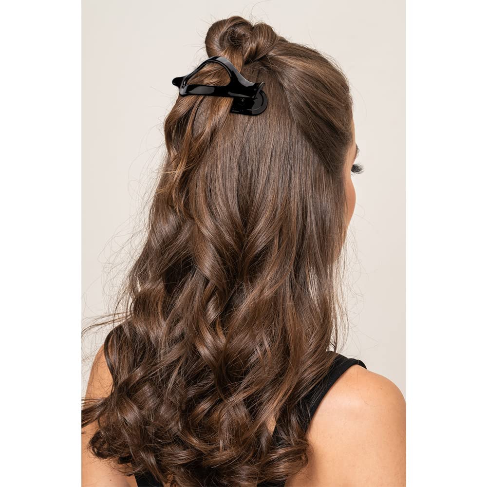 ATODEN Flat Hair Clips Lay Down Hair Clips for Thick Hair Barrettes for Women Alligator Hair Clips 3Pcs Black Hair Clips for Thi