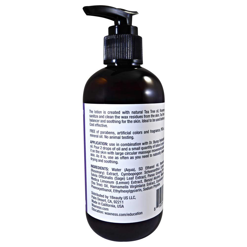 Waxness Dr. Bump Natural Pre-Post Lotion with Tea Tree, Rosemary, Lemongrass and Sage 8 Ounces