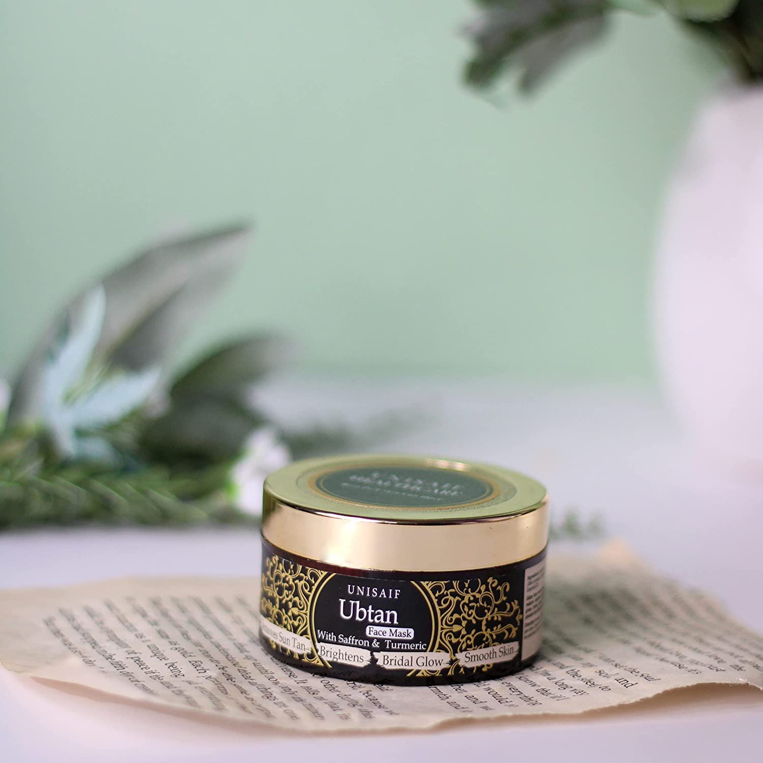 Unisaif Ubtan Organic Turmeric Face Mask | Hydrating & Brightening Facial Masks | Skin Care Saffron & Turmeric Clay Mask for Por