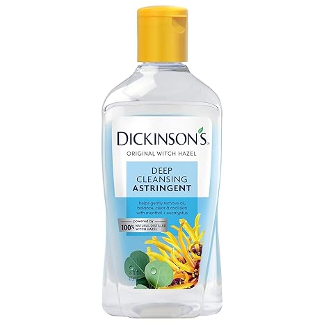 Dickinson's Enhanced Witch Hazel Deep Cleansing Astringent, Menthol and Eucalyptus, 16 Fl Oz (Pack of 3)