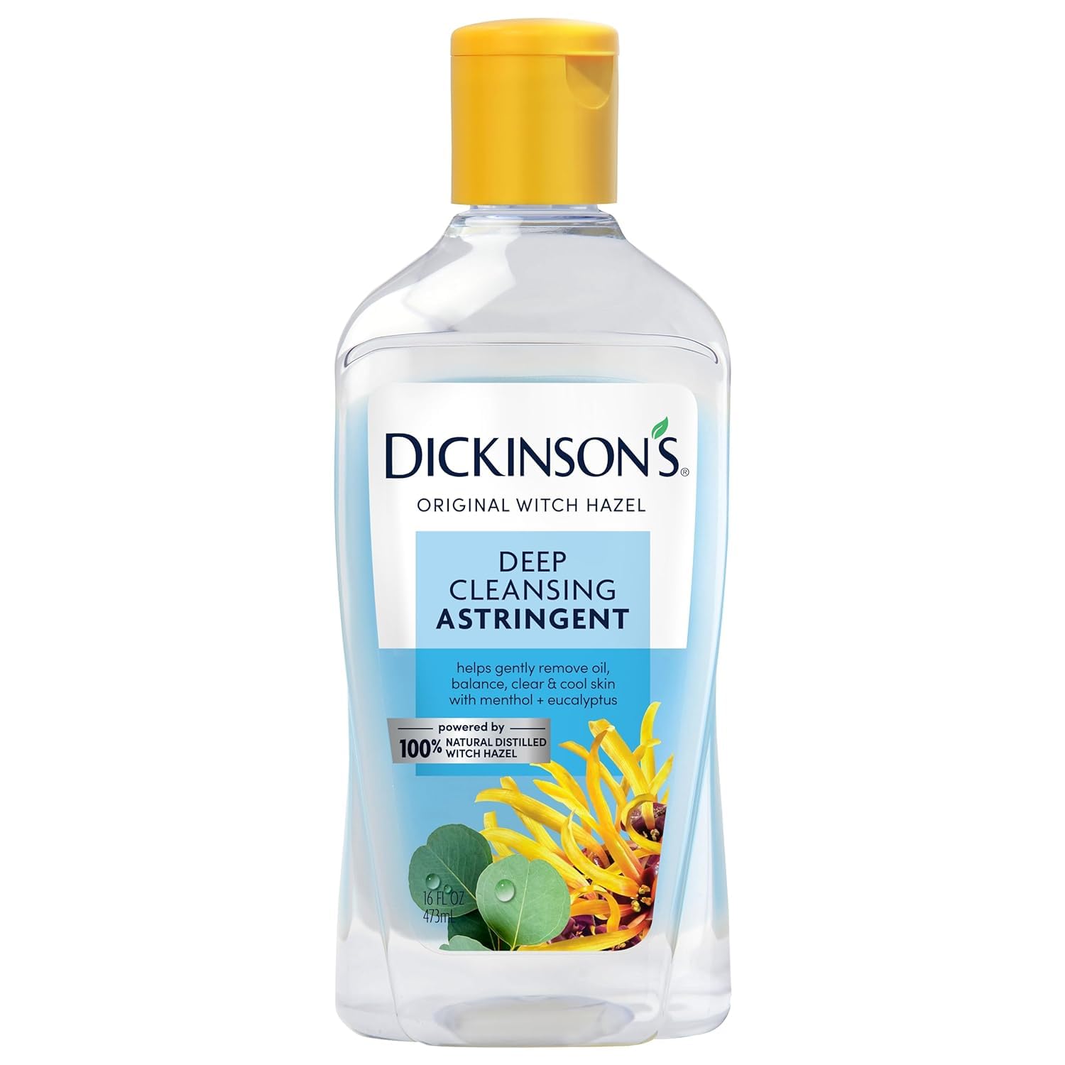 Dickinson's Enhanced Witch Hazel Deep Cleansing Astringent, Menthol and Eucalyptus, 16 Fl Oz (Pack of 3)