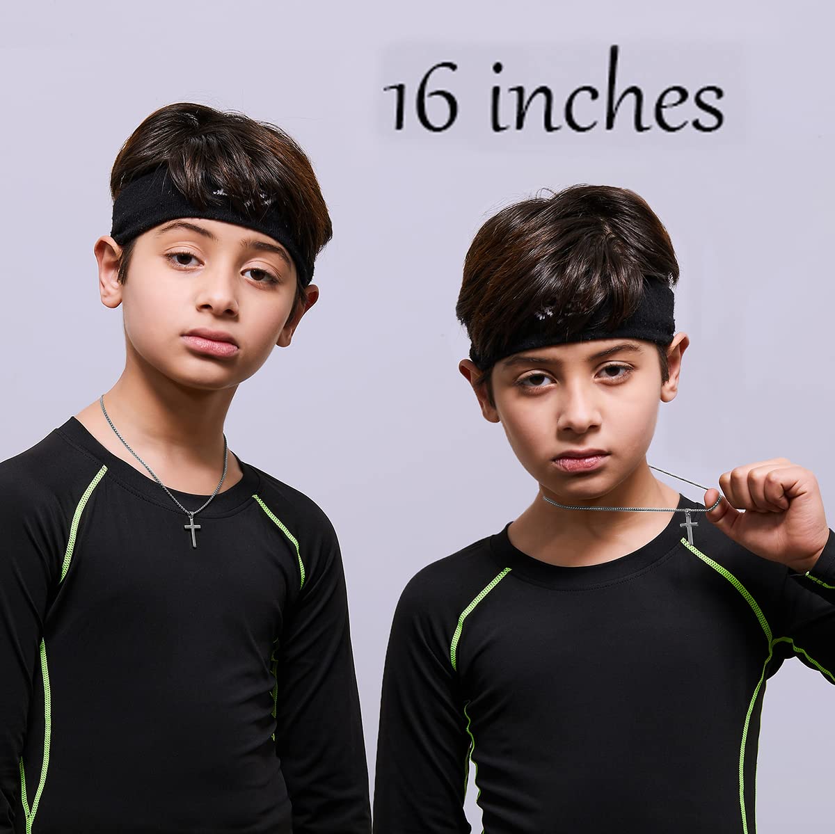 Stainless Steel Cross Necklace for men,Silver Cross Necklace for boys kids tiny Small Cross Pendant Necklace 16 inches Simple Je