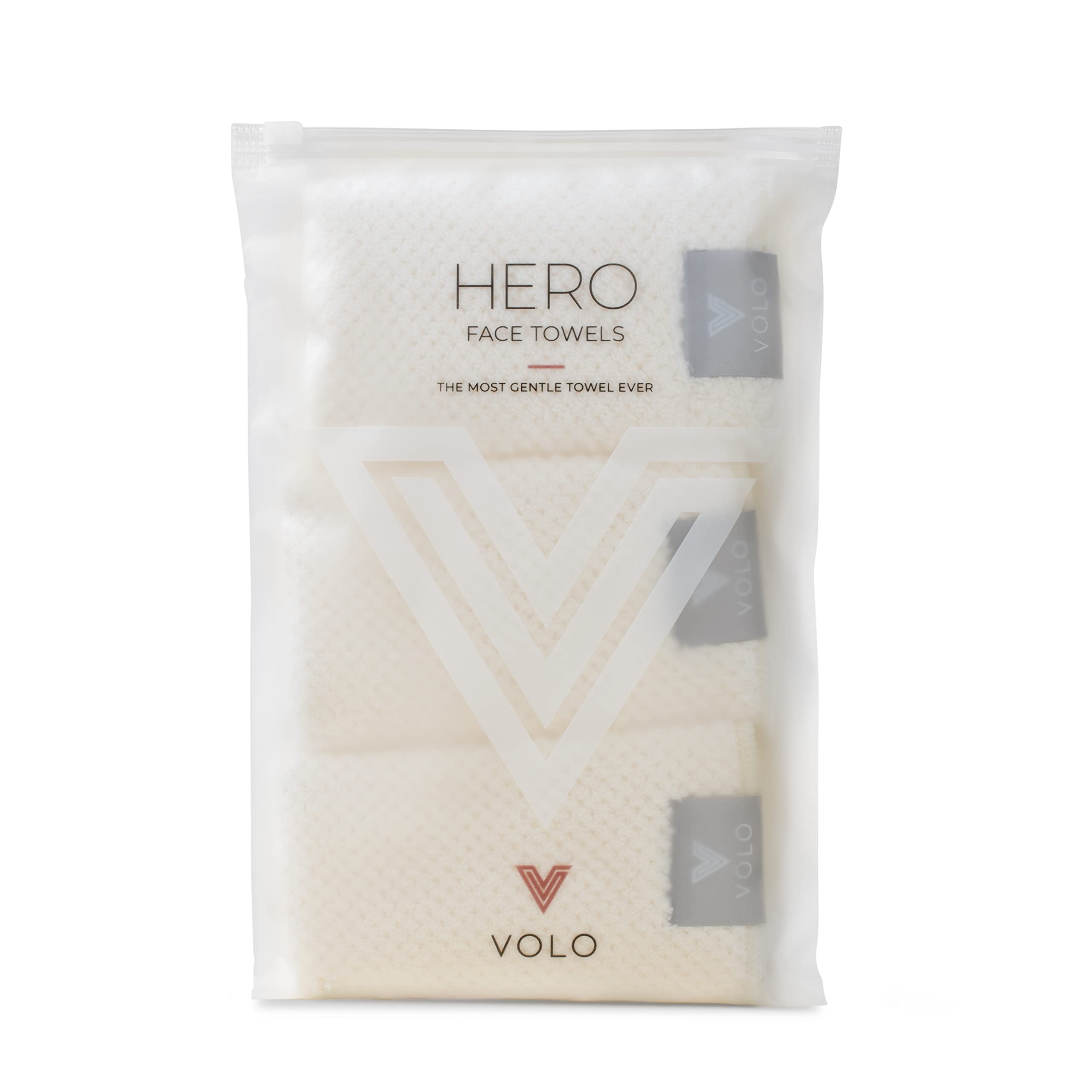 Volo Hero Salt White Face Towel | Reusable Facial Wash Cloths | Makeup Remover & Post Shower Washcloths | Ultra Soft, Absorbent,