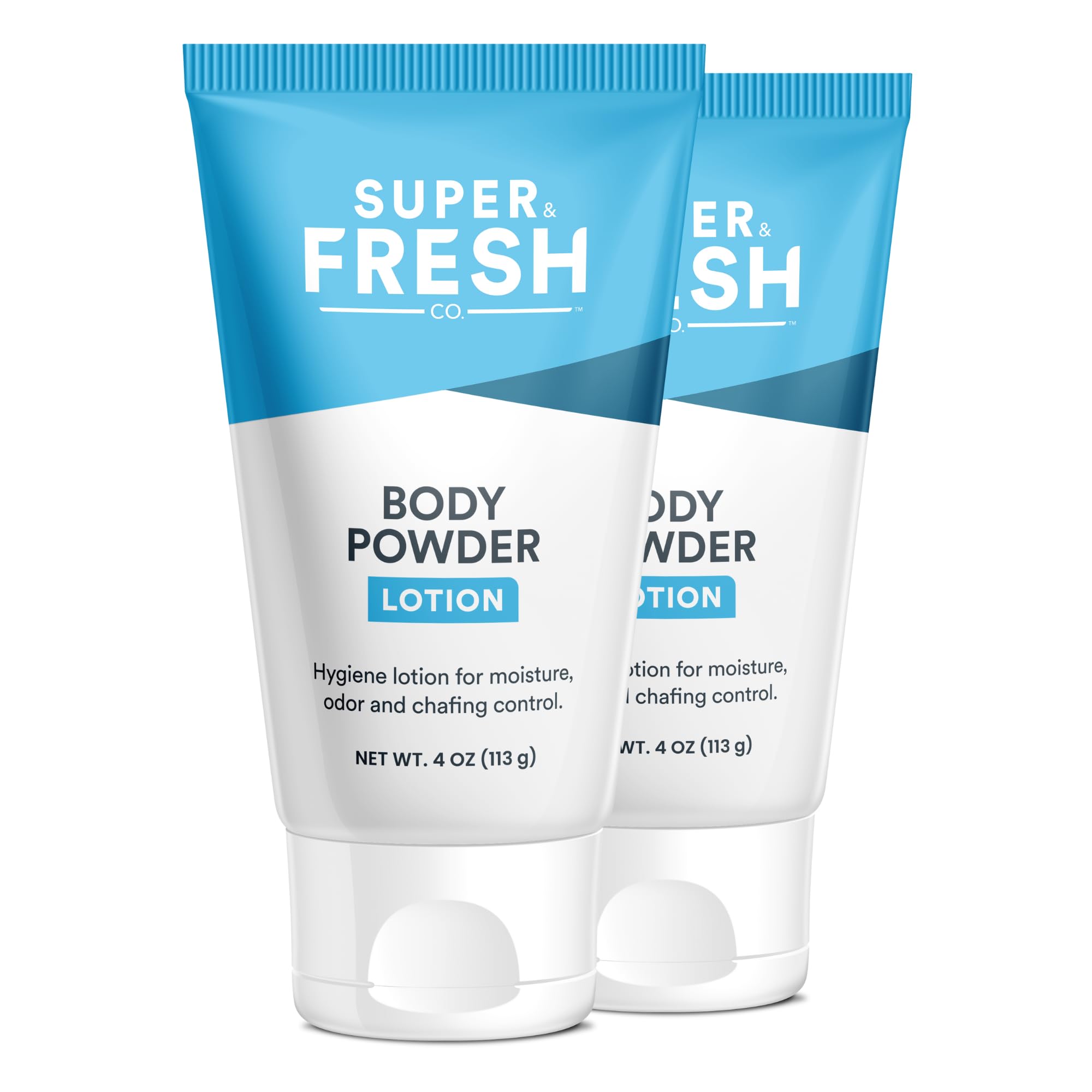 Super Fresh Body Powder Lotion, Talc Free, Anti-Chafing, Deodorizing - No Mess Body Powder For Men And Women, 4 Fl Oz - 2 Pack