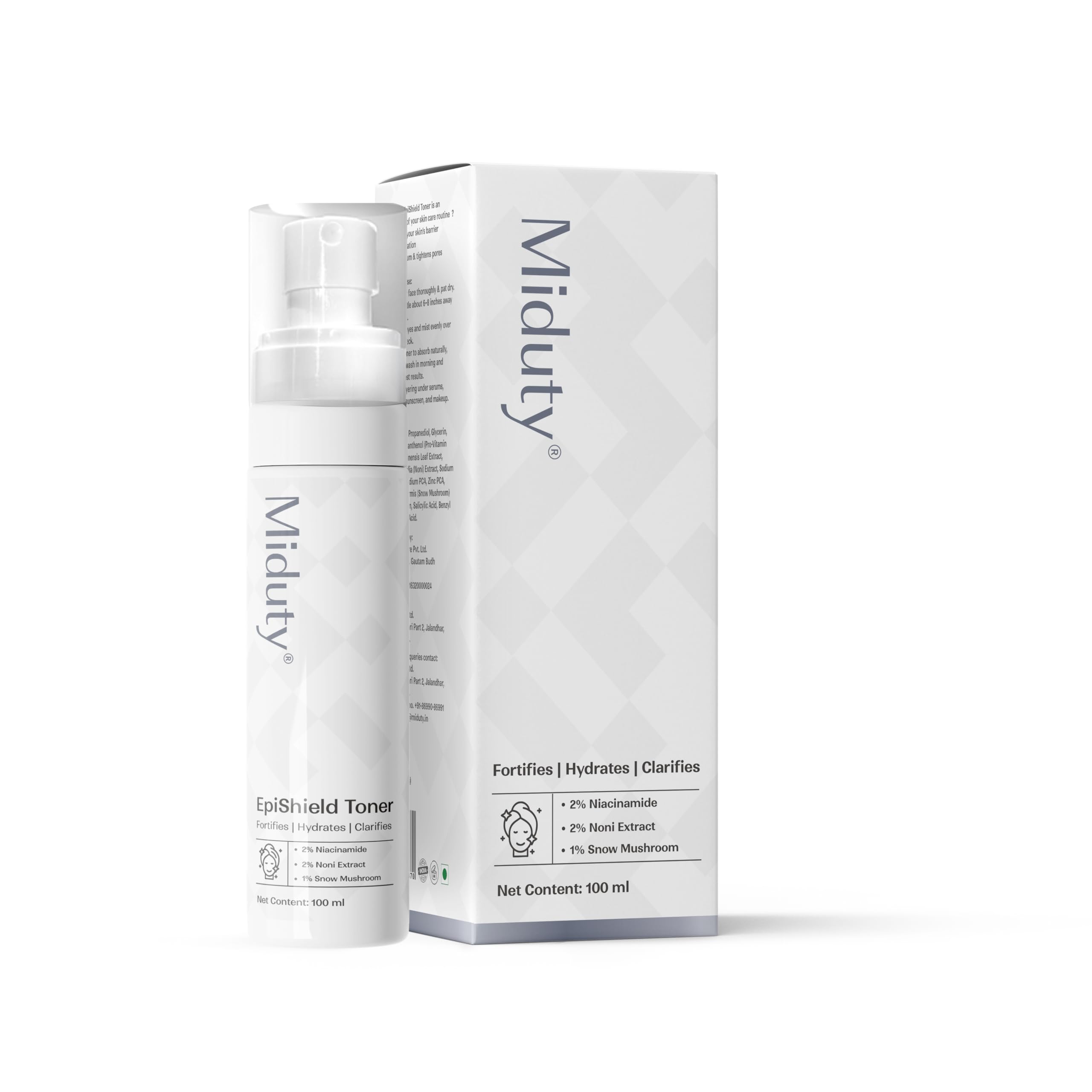 Miduty Epishield Face Toner I Niacinamide  Snow Mushroom  Noni Extract | Toner For Oily Acne Prone  Dry  Combination Skin |