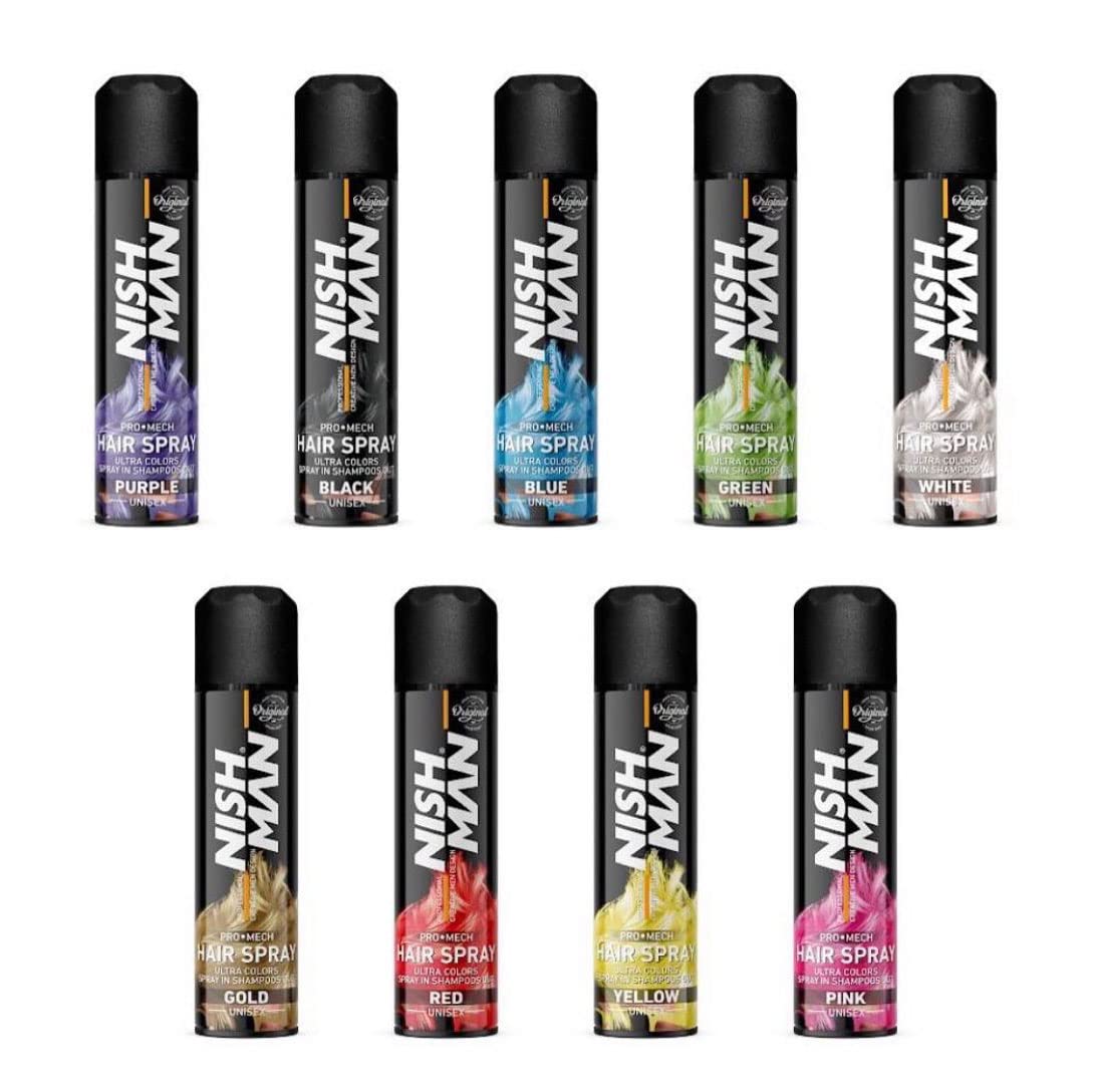 Nish Man Temporary Hair Colour - Nishman Unisex Pro Mech Hair Styling Colour Spray - ultimate coloured hair spray wash out kids 