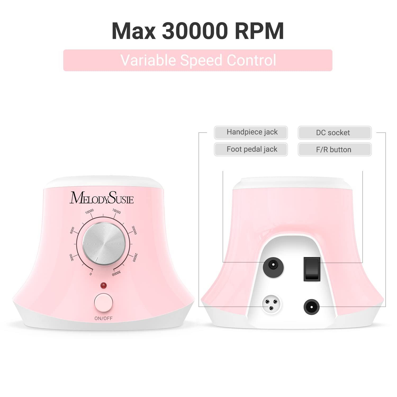 Melodysusie 30000 Rpm Professional Nail Drill Scarlet, High Speed, Low Heat, Low Noise, Low Vibration, Sc320I Portable Electric