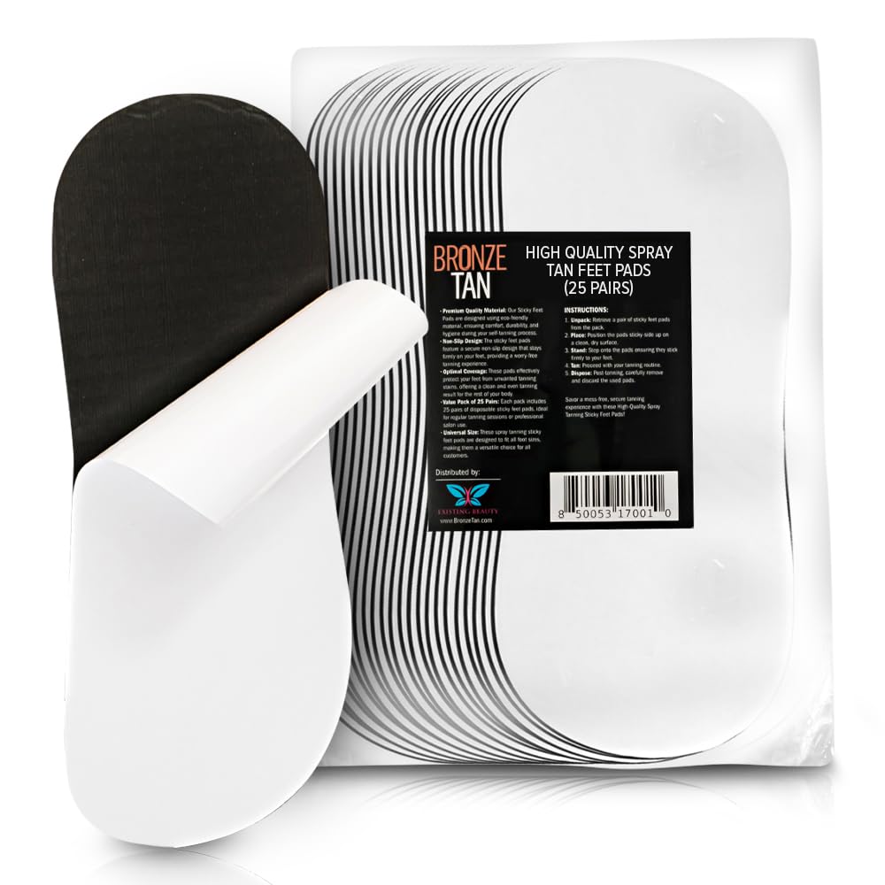 Bronze Tan Sticky Spray Tan Pads For Feet - 25 Pairs, Disposable & Hygienic Spray Tan Feet Pads - Ideal for Sunless Tan, Self-Ta