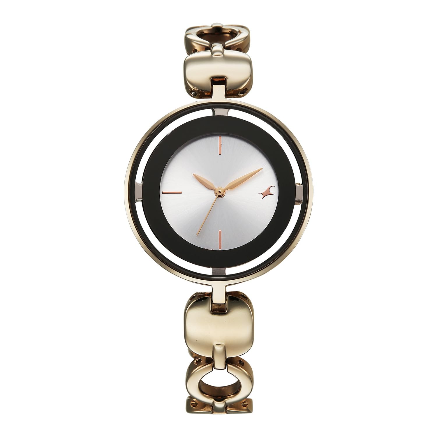 Fastrack Chrome K Quartz Analog With Silver Dial Titanium Brass Solid Strap Watch For Women  6237Qm04