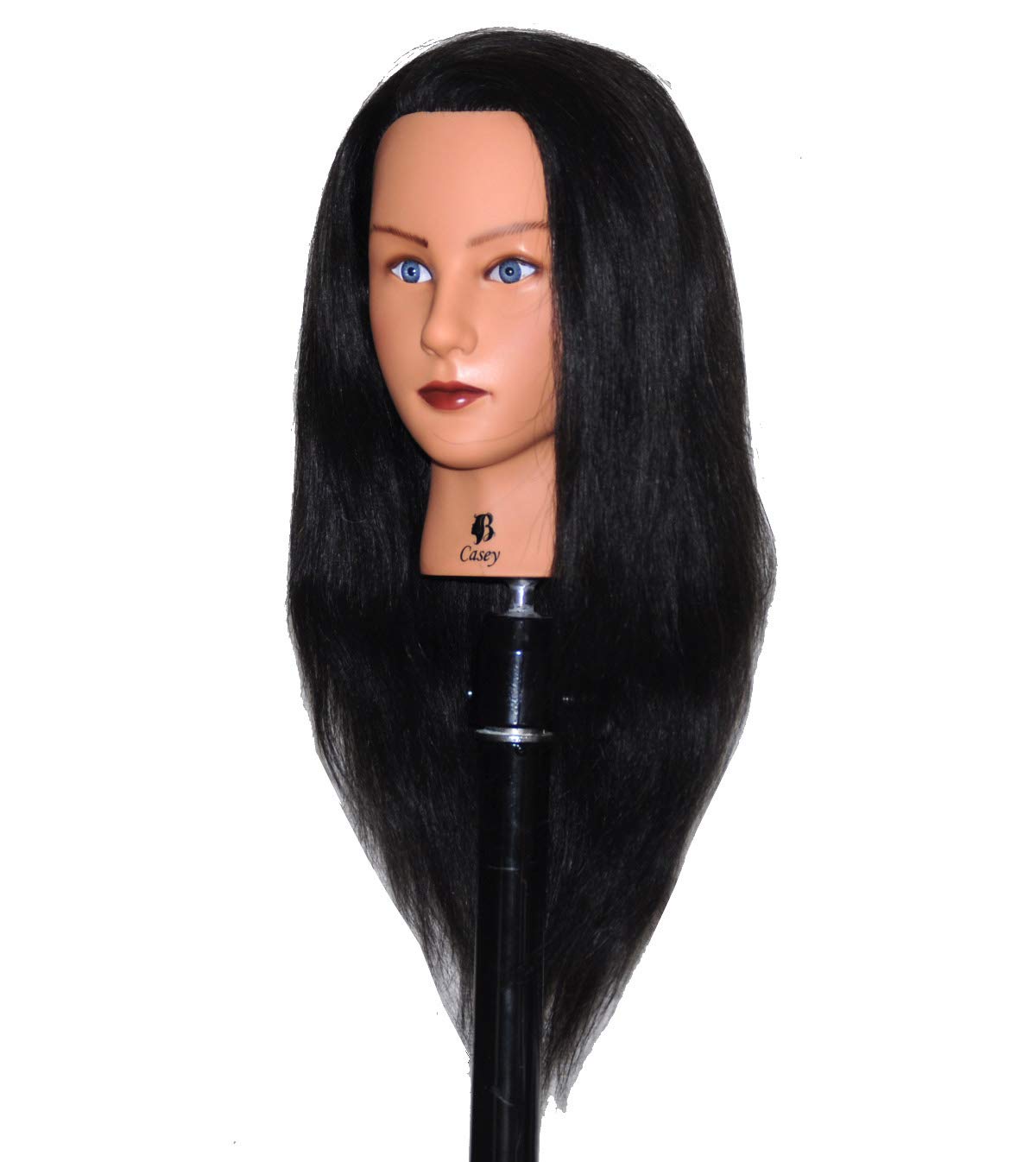 Bellrino 20-22 Cosmetology Mannequin Manikin Training Head with Human Hair with Table Clamp Holder - Helen (B-CORA+C)