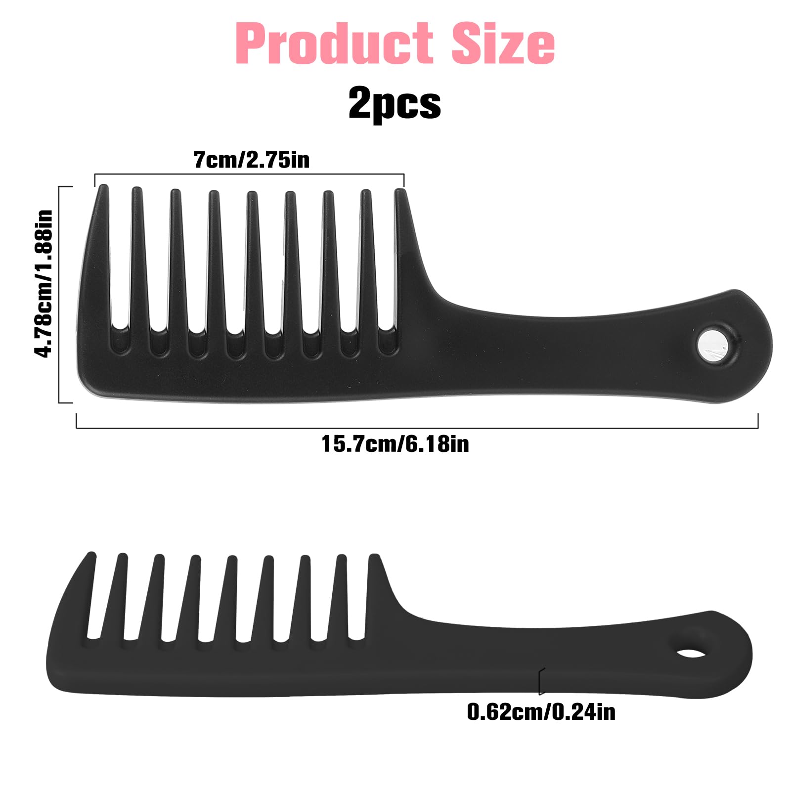Wide Tooth Comb, 2 Pack Small Hair Combs For Women, Portable Travel Detangling Comb Anti-Satic Curl Comb No Tangle Hair Brush Sh