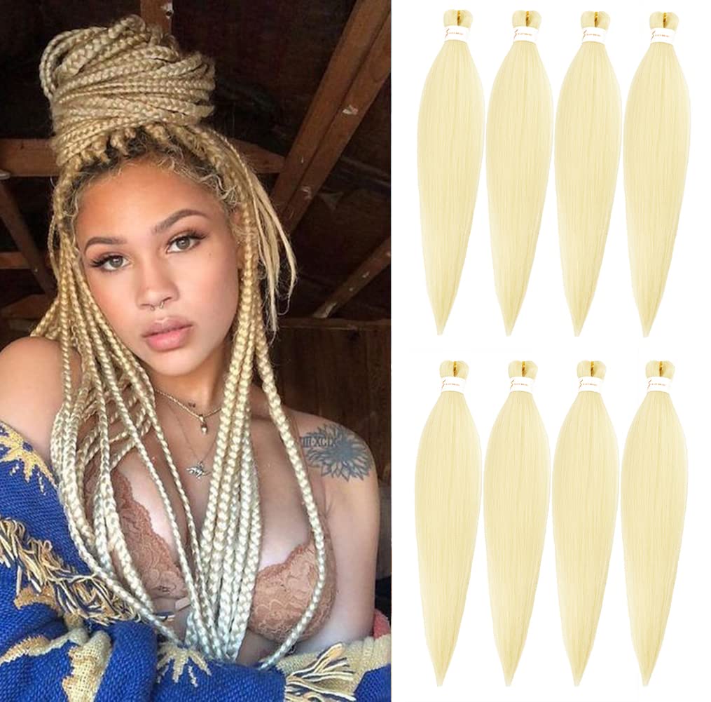 Ubeleco 36 Inch Braiding Hair Pre Stretched,8 Packs Kanekalon Braiding Hair Soft Yaki Texture,No Itch, Hot Water Setting Hair Ex