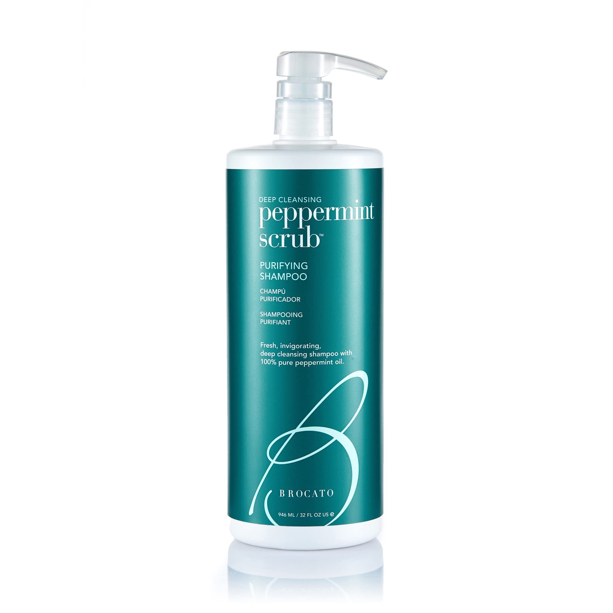 Brocato Peppermint Scrub Purifying Shampoo: Lightweight with Pure Peppermint Oil, Ideal for Oily to Normal Hair Types - Sulfate 