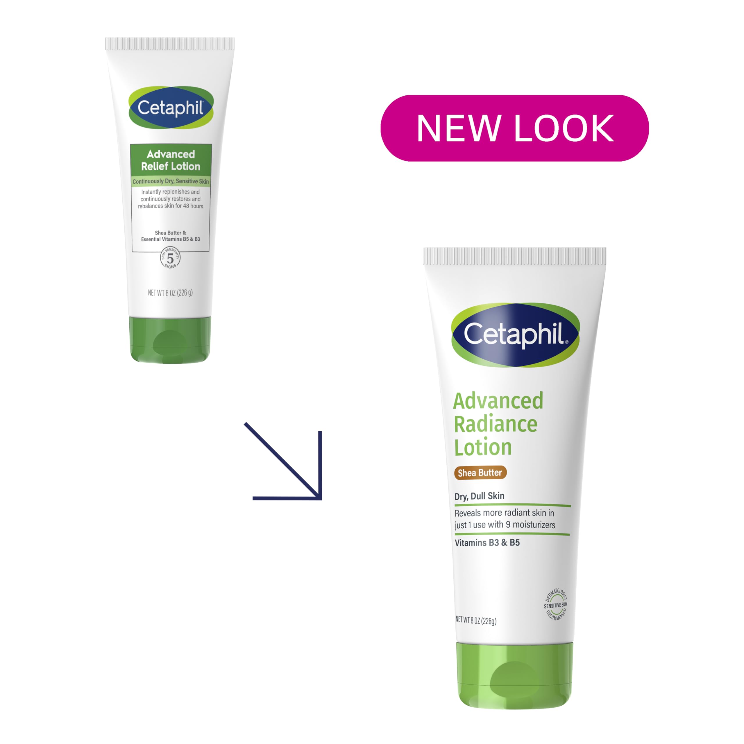 Cetaphil Body Lotion, Advanced Radiance Lotion With Shea Butter For Dry, Sensitive Skin, 8 Oz Pack Of 3, Fragrance Free, Hypoall
