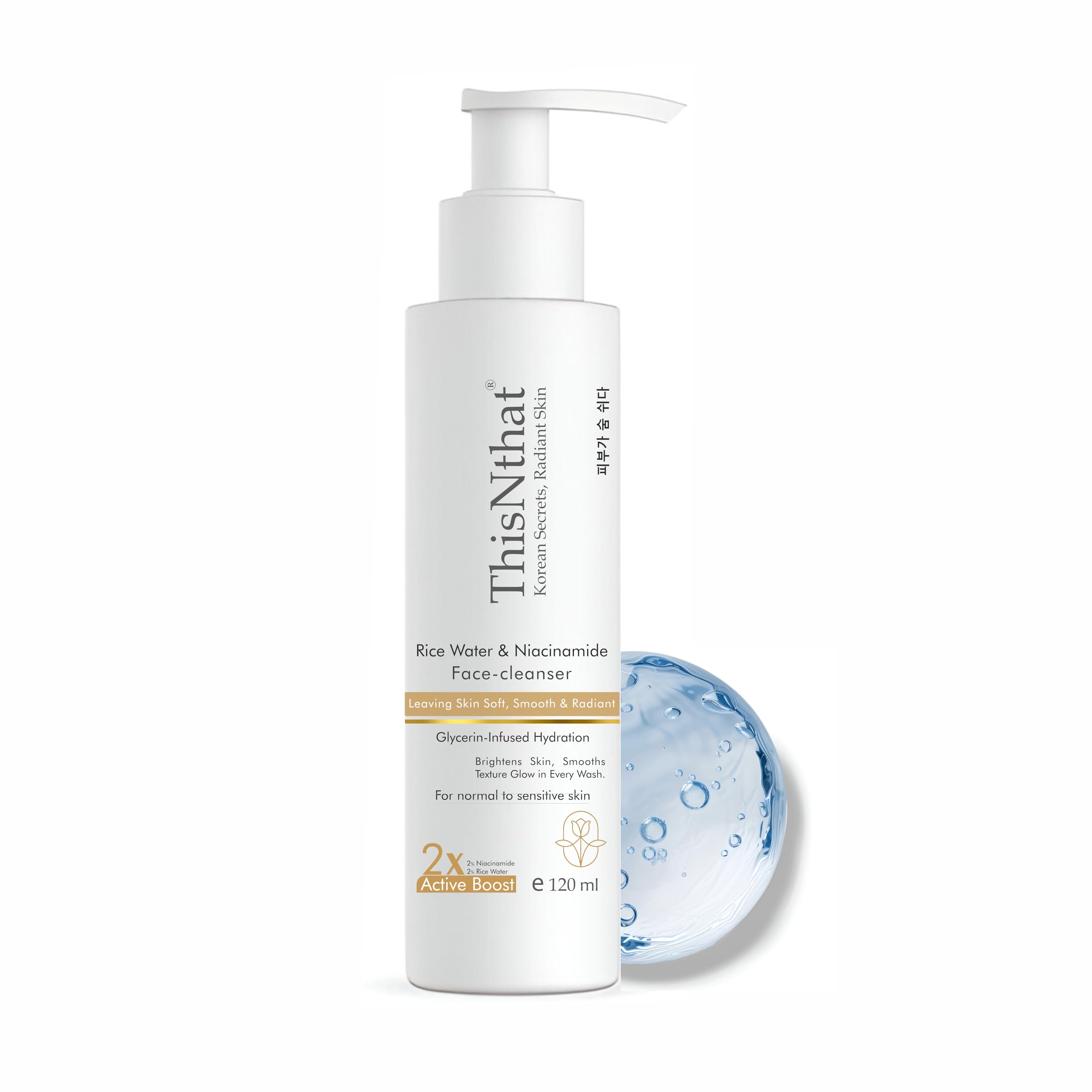 Thisnthat Rice Water & Niacinamide Face Cleanser | KoreanBased Formula For Soft, Smooth & Radiant Skin | Gentle Brightening Dai