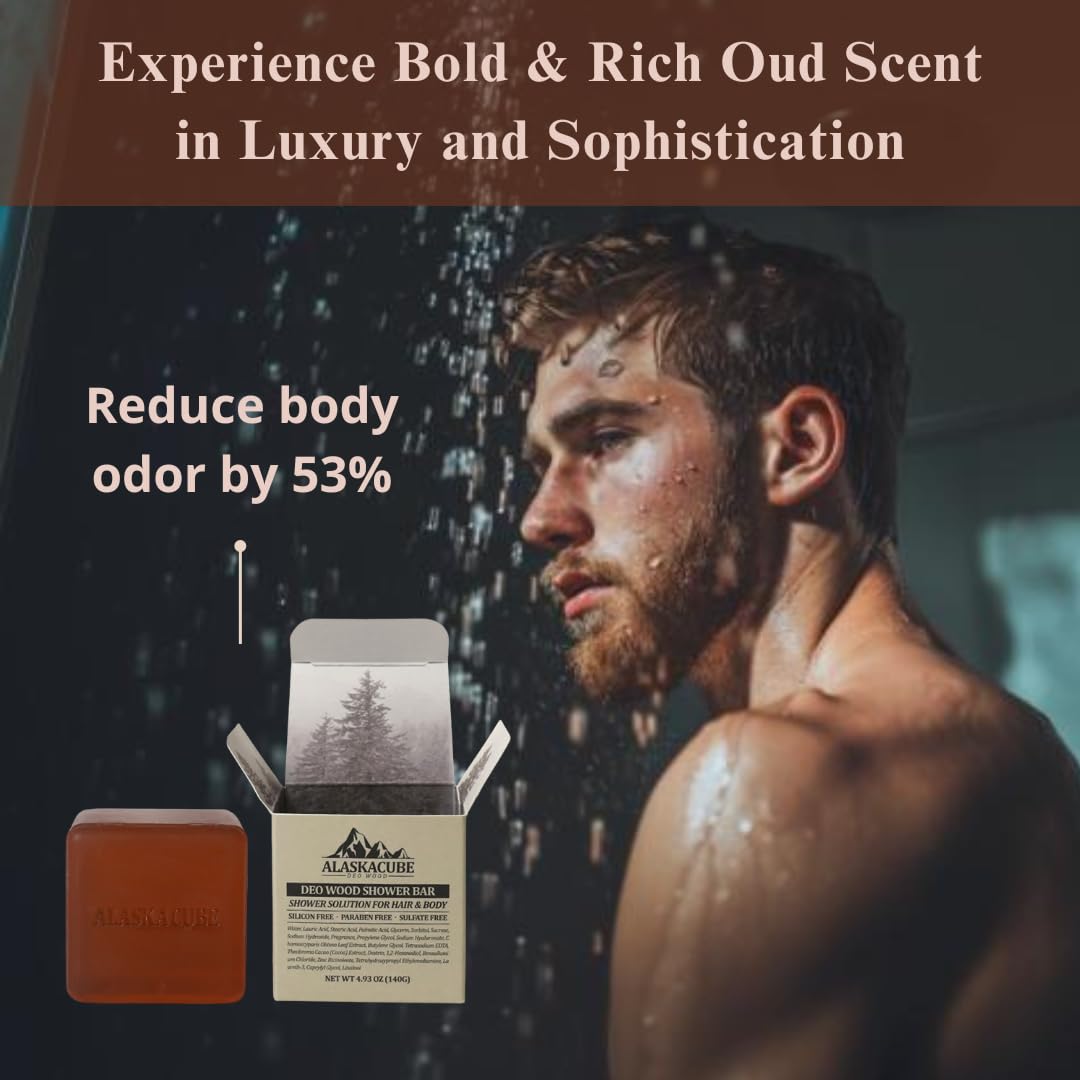 Alaskacube Deo Wood Shower Bath Soap Bar Luxurious Sandalwood Woody Scent Eliminates Body Odor Long Lasting Rich Foam | Body Was