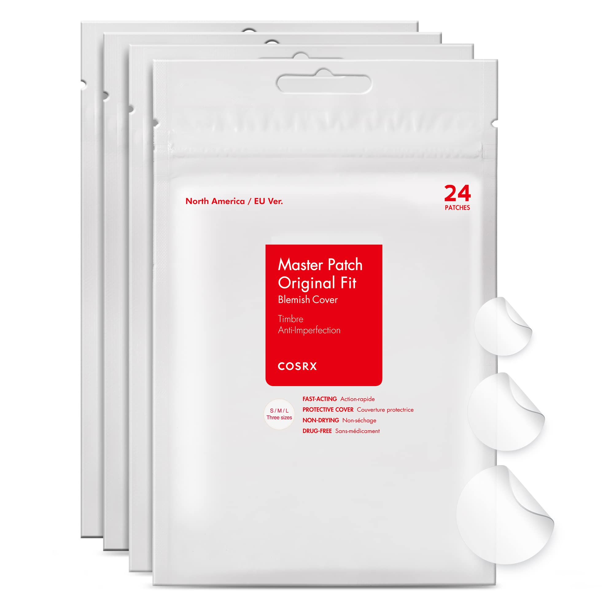 cOSRX Acne Pimple Patch (96 count) Absorbing Hydrocolloid Spot Treatment Fast Healing, Blemish cover, Three Sizes