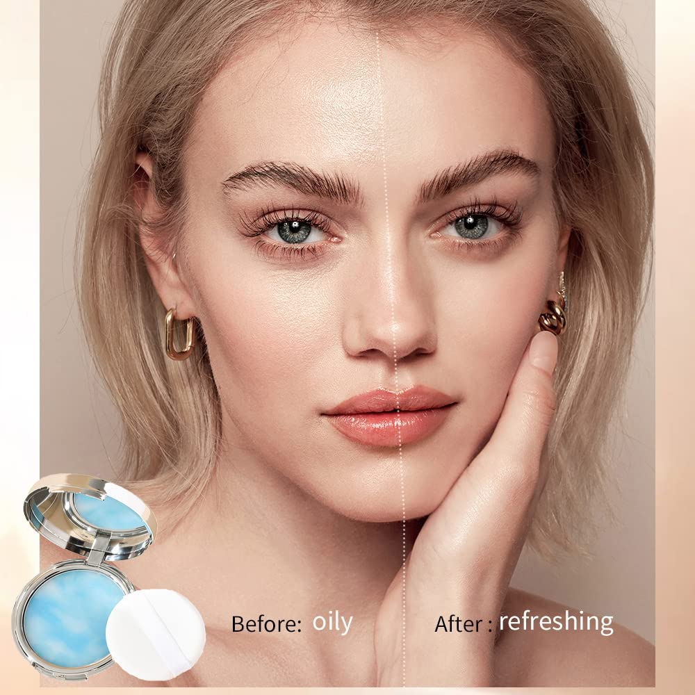 Oil Control Face Pressed Powder, Jelly Pressed Powder Face Makeup Setting Powder, Powder Free Delicate And Skin-Friendly, Flawle