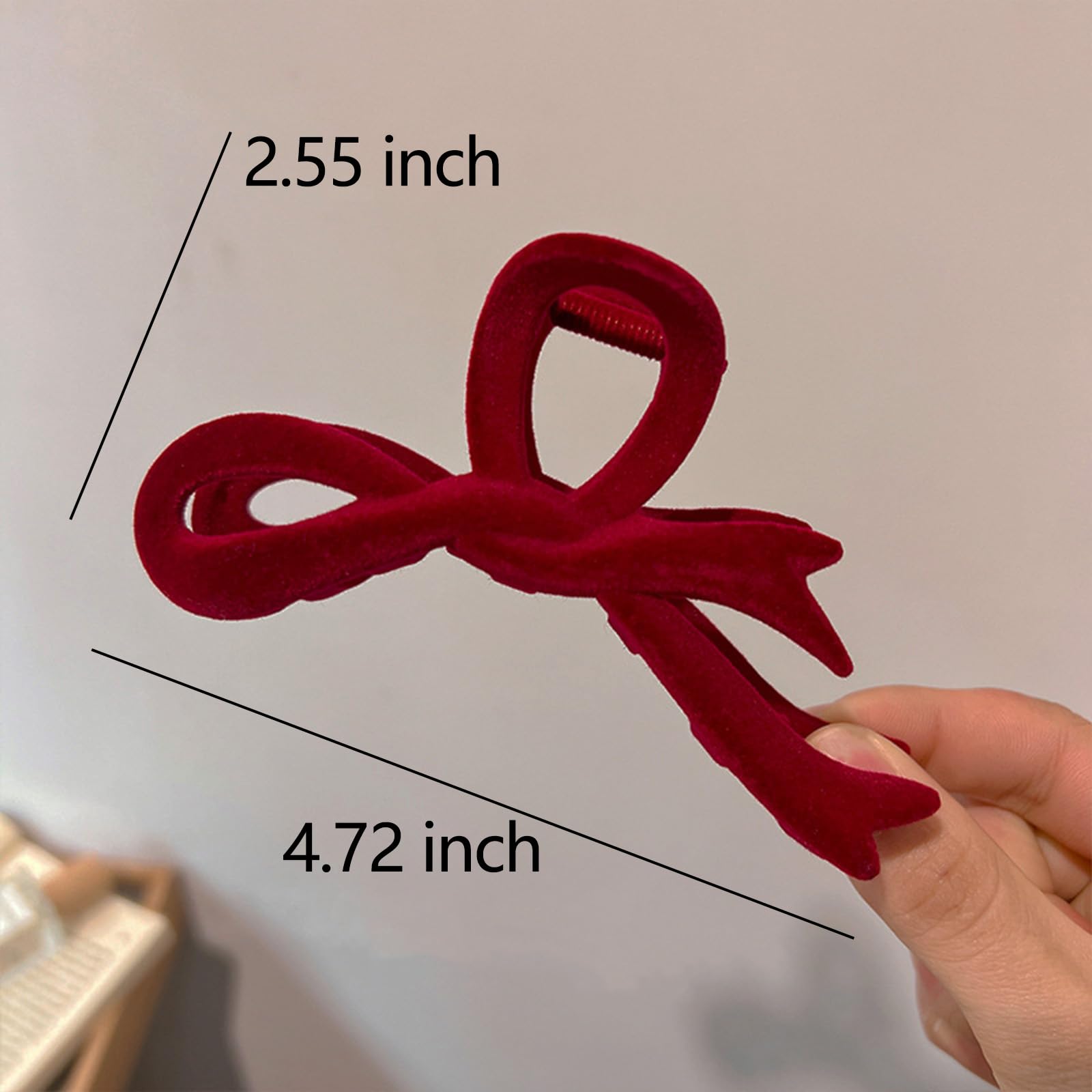 Red Velvet Hair Claw Clips For Women French Hair Clips Elegant Valentines Day Hair Claw Clip Burgundy Hair Clip For Girls Christ
