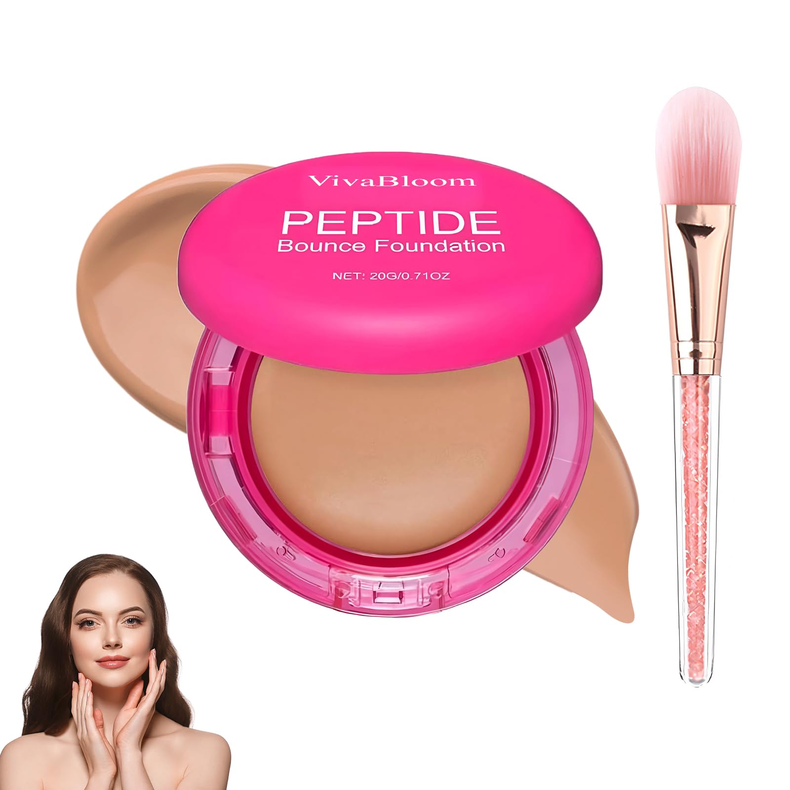 Peptide Bounce Foundation Hydrating Skin Tint 0.71 oz  Lightweight Buildable Coverage  Long Lasting Natural Finish  Moisturiz