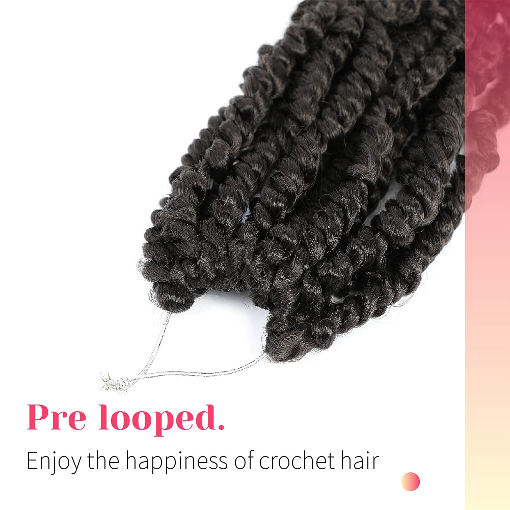 The BOHOBABE Pre-twisted Passion Twist Crochet Hair 6 Inch Short Pre-looped Crochet Passion Twist Braiding Hair 8 Packs (1#) 1#(