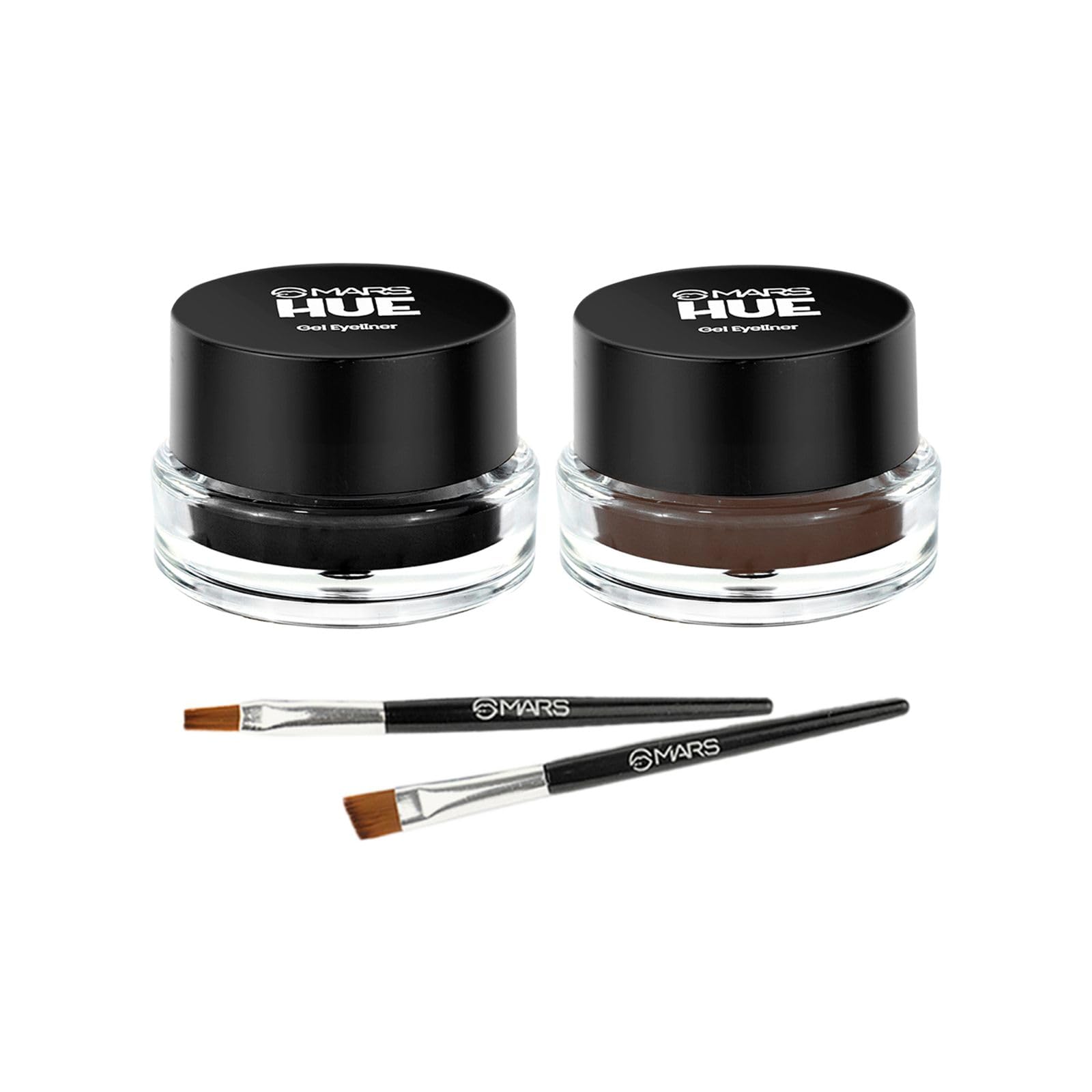 Mars 2-In-1 Hue Gel Matte Eyeliner | Waterproof & Smudgeproof Formula | Stay Upto 24 Hours | Comes With 2 Brush Set (6.0 Gm) (Bl