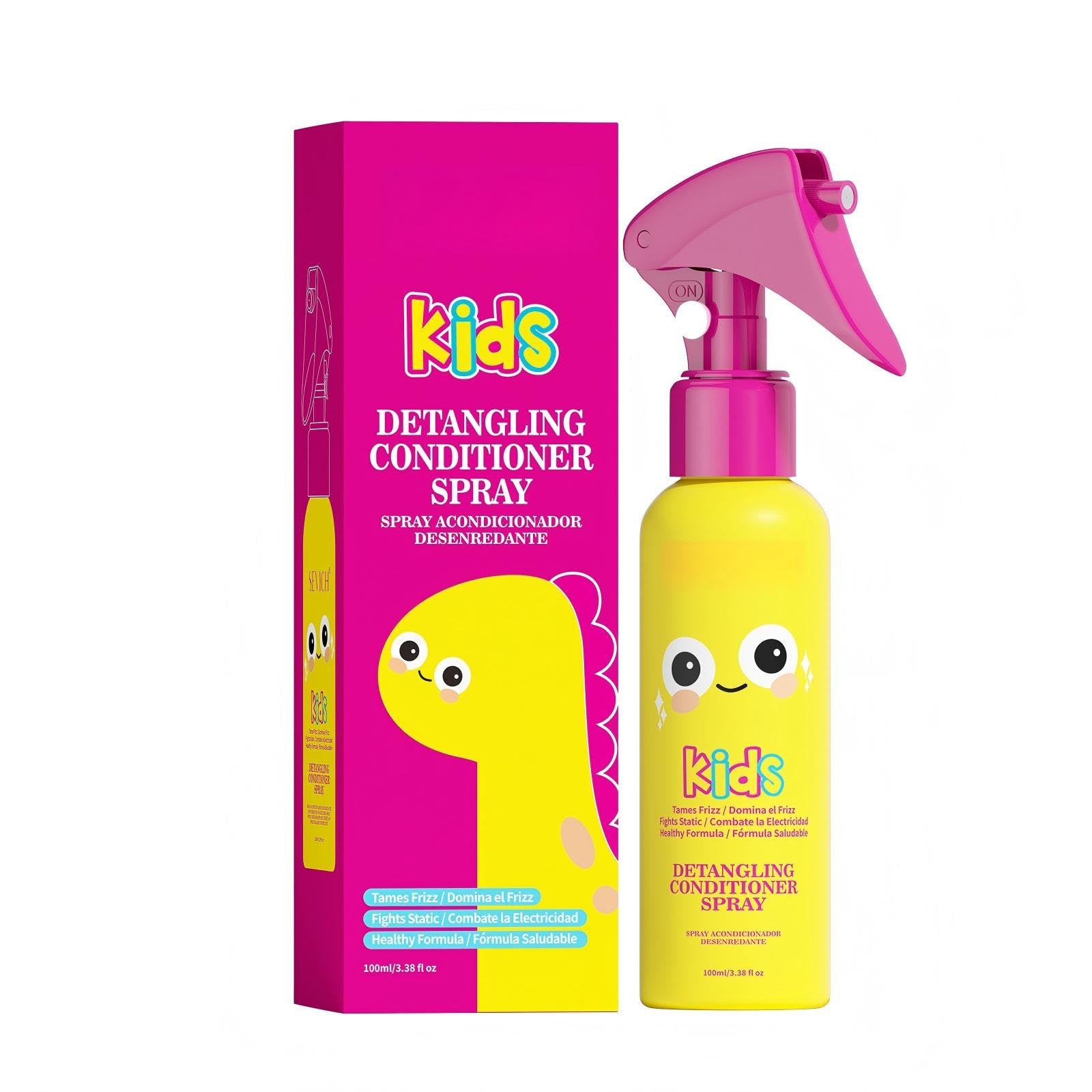 gowwim Hair Detangler Spray for Kids, Hair Taming & Conditioning Spray with VE Coconut Oil Extract for, all Hair Types, 3.38 Fl 
