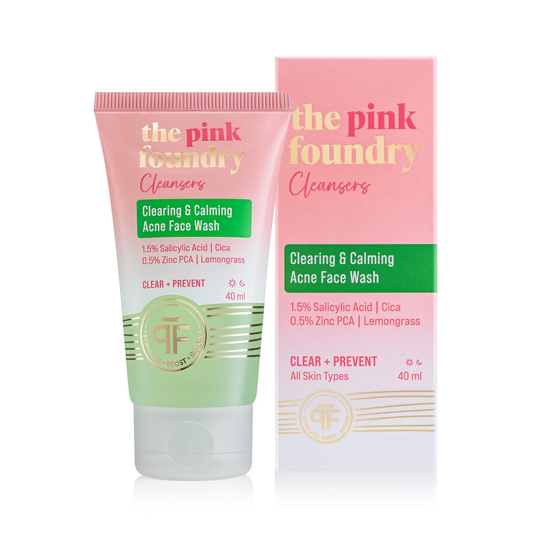 The Pink Foundry Acne Face Wash Travel Size With 1.5% Salicylic Acid, Zinc Pca, Cica & Lemongrass | Treats & Prevents Acne Break